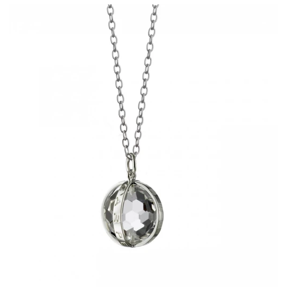 Monica Rich Kosann Locket Pendant with White Sapphire Accents in Sterling  Silver with Black Steel Chain (32)