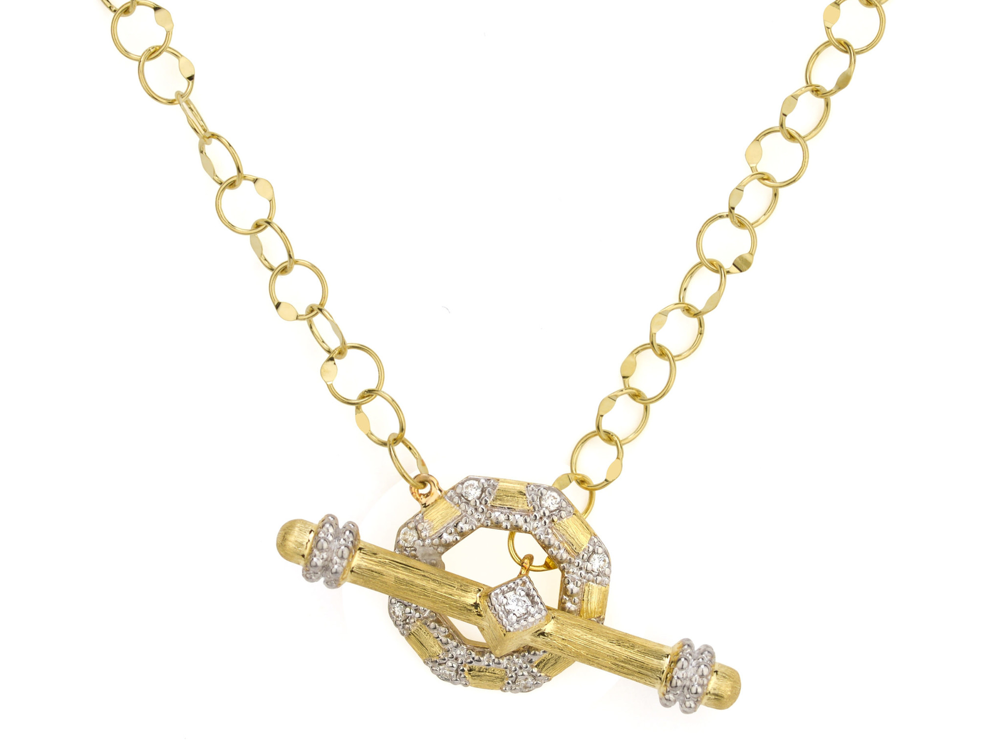 Petit Anjou Double Flat Chain Toggle Necklace - Gold