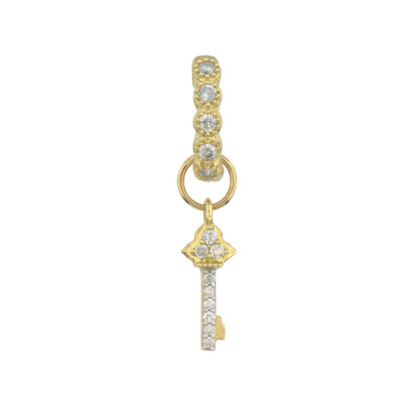 Jude Frances Petite Diamond Pave Key Earring Charm Yellow Gold