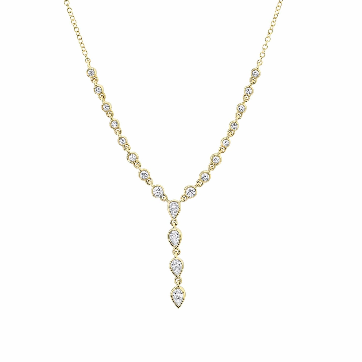 Shy Creation Inc 0.53Ct 14K YG Diamond Pear Lariat Necklace