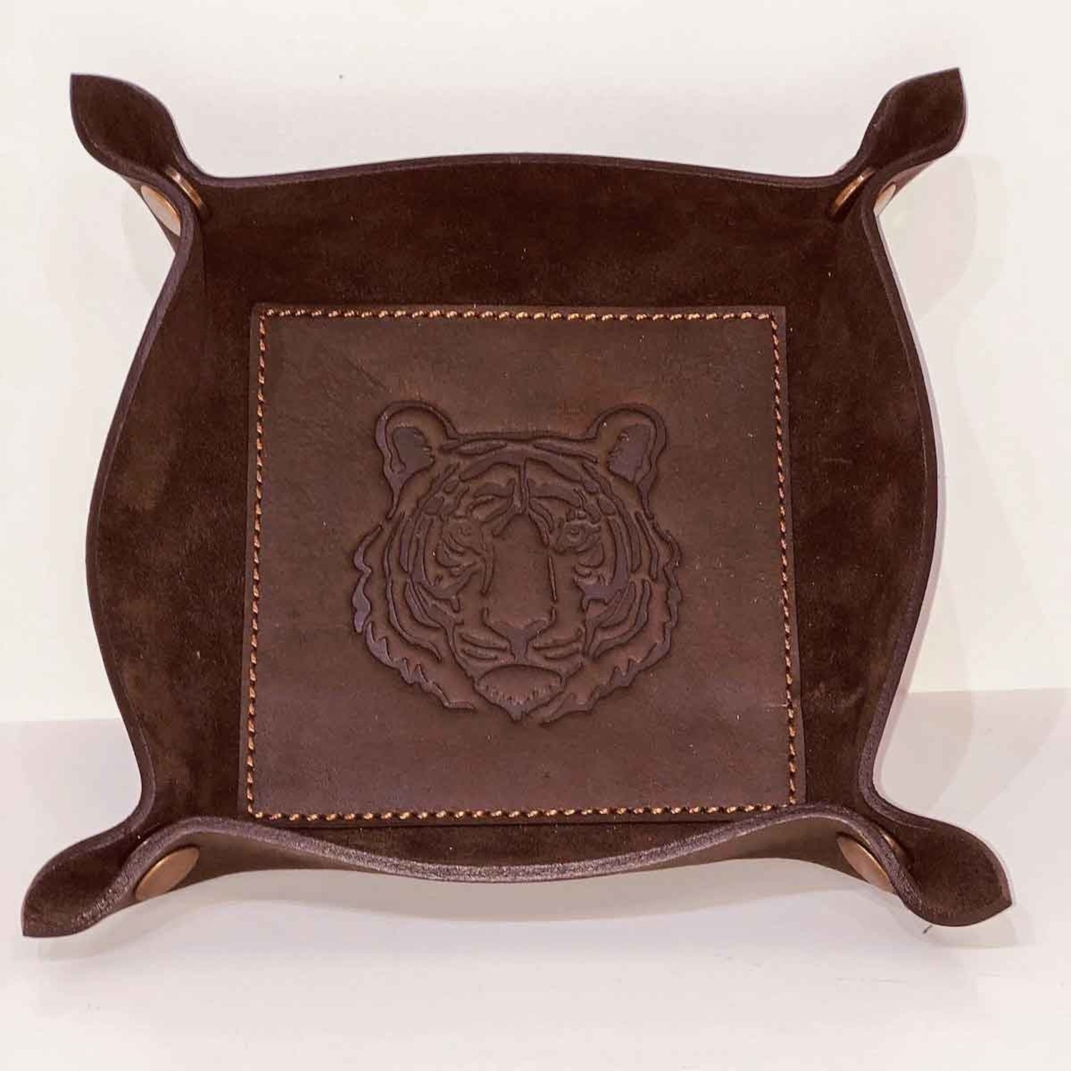 Leather Tiger Embossed Valet Tray - Southern Avenue Company