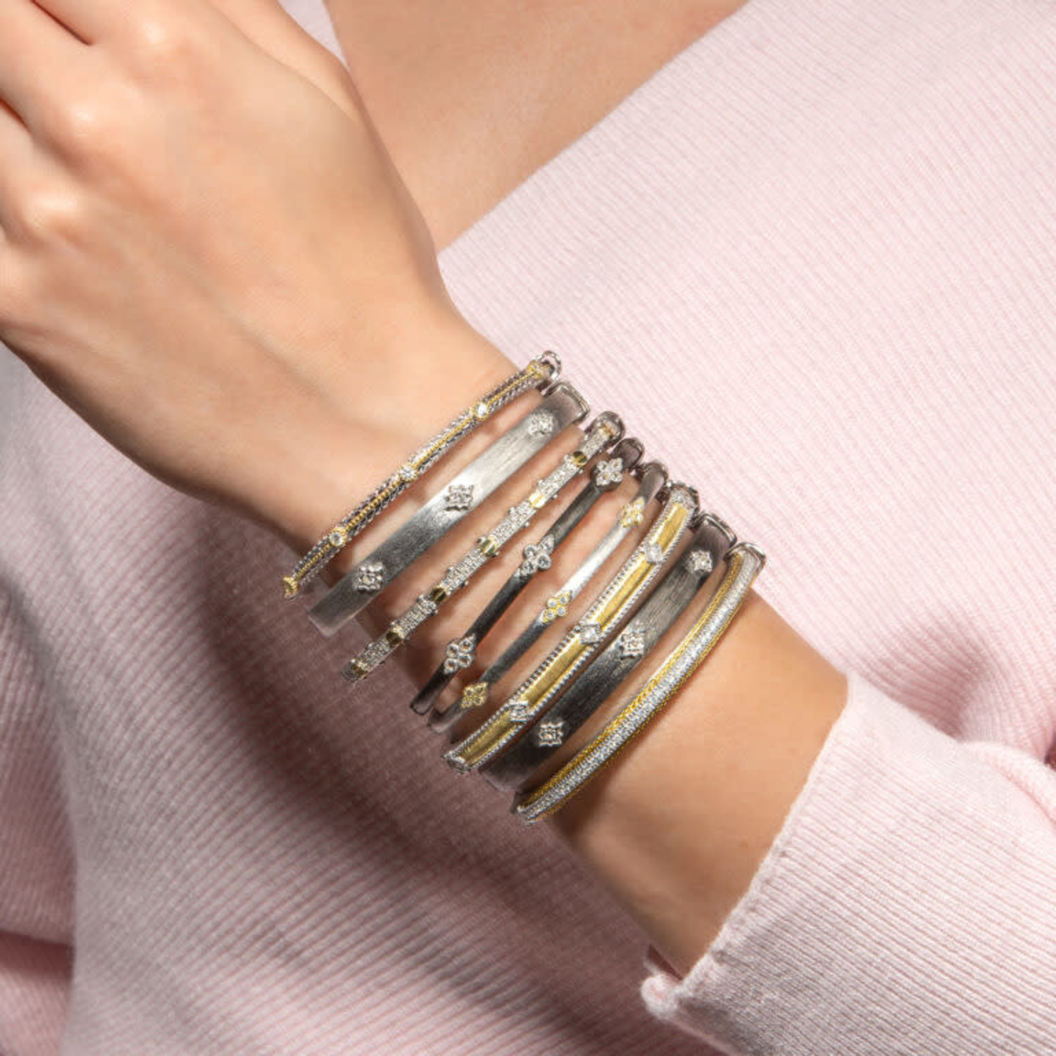 Jude Frances Mixed Metal Pave Woven Rope Bangle Jude Frances Mixed Metal Pave Woven Rope Bangle
