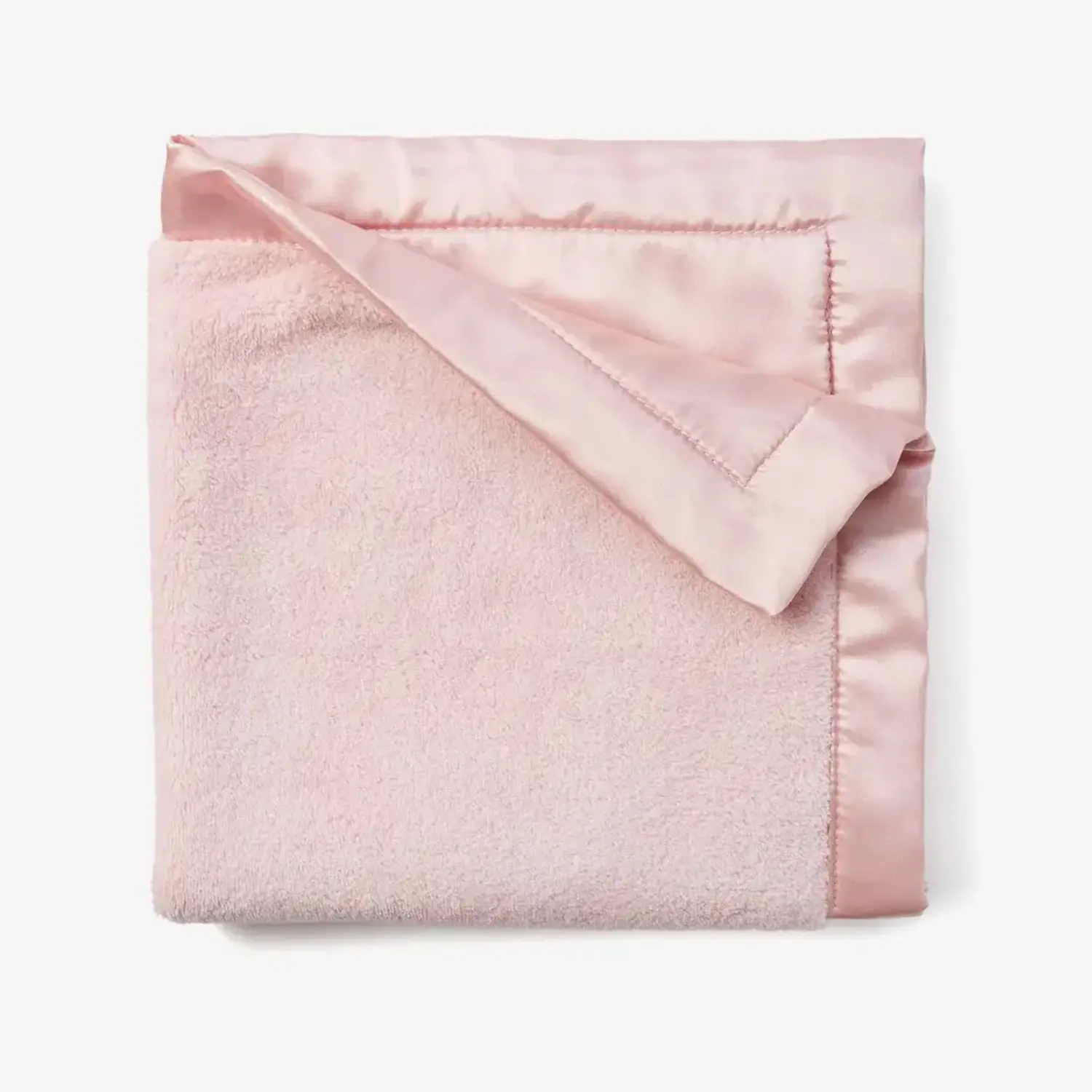 Luxury Fleece + Satin Trim Security Blanket  20in x 20in Pink - Southern  Avenue Company