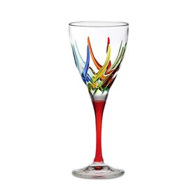 Murano Italian Crystal Wine Glass  Swirls Rainbow Turquoise 8.75oz -  Southern Avenue Company