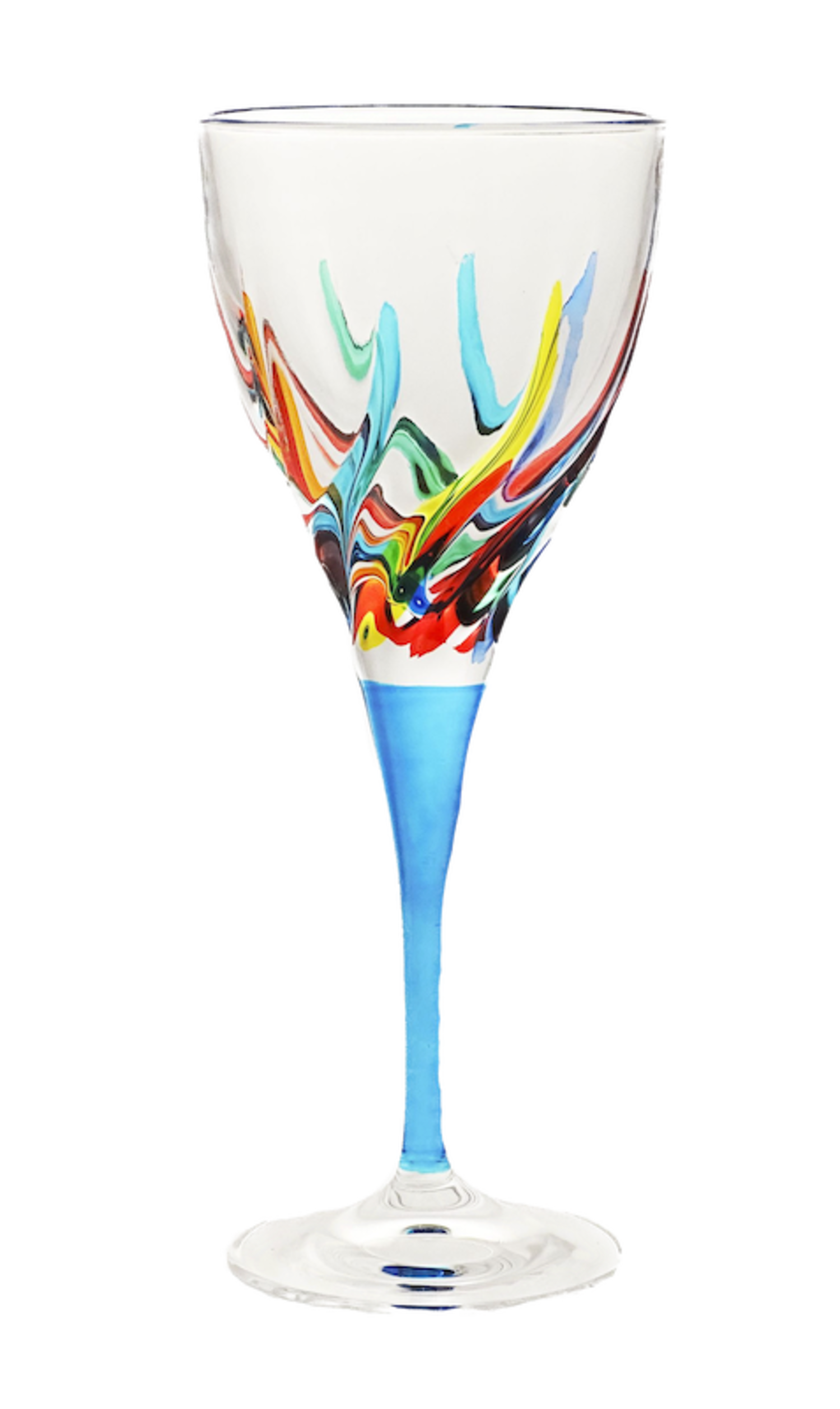 Hand-Blown Murano Wine Glass in Multicolor
