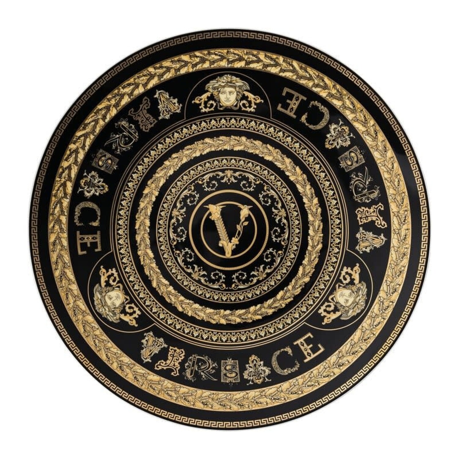 Versace Virtus Gala Black Service Plate | 13in - Southern Avenue Company