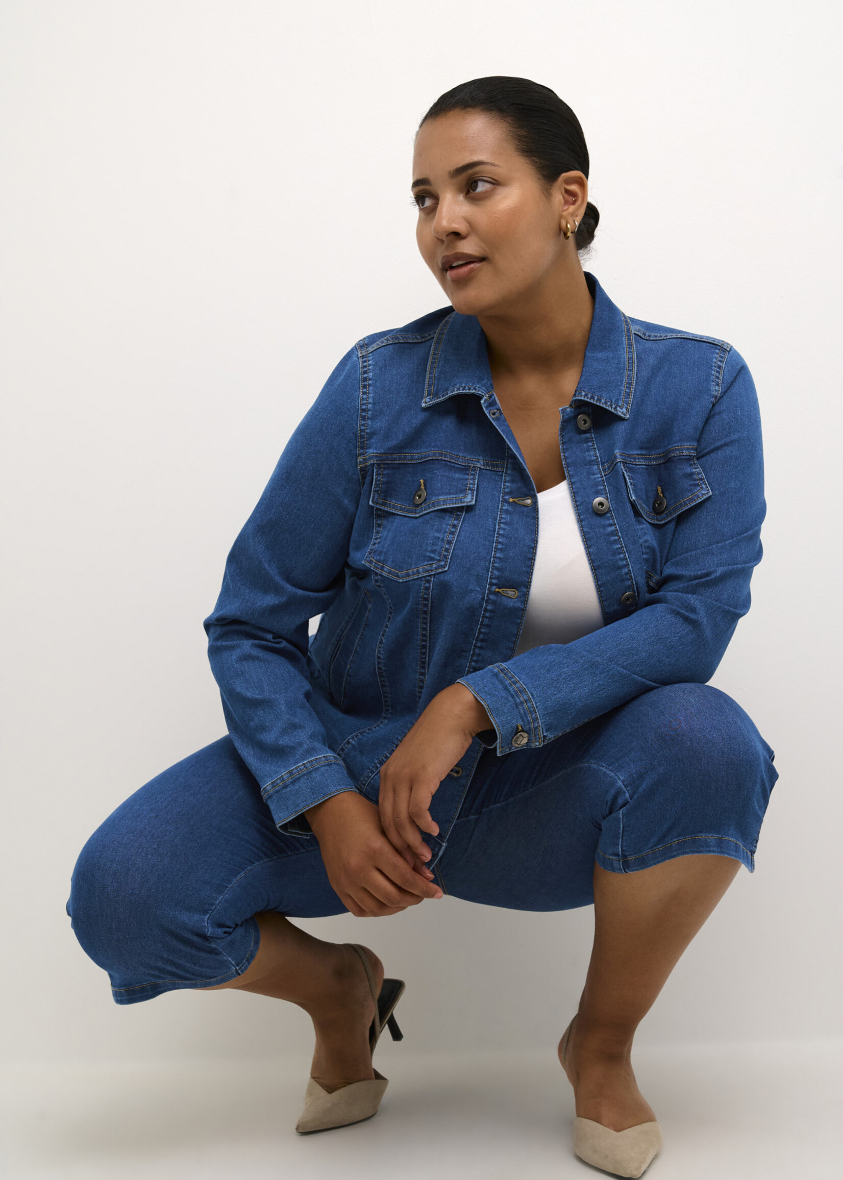 KAFFE CURVE KAFFE CURVE-VESTE EN JEANS-10581452