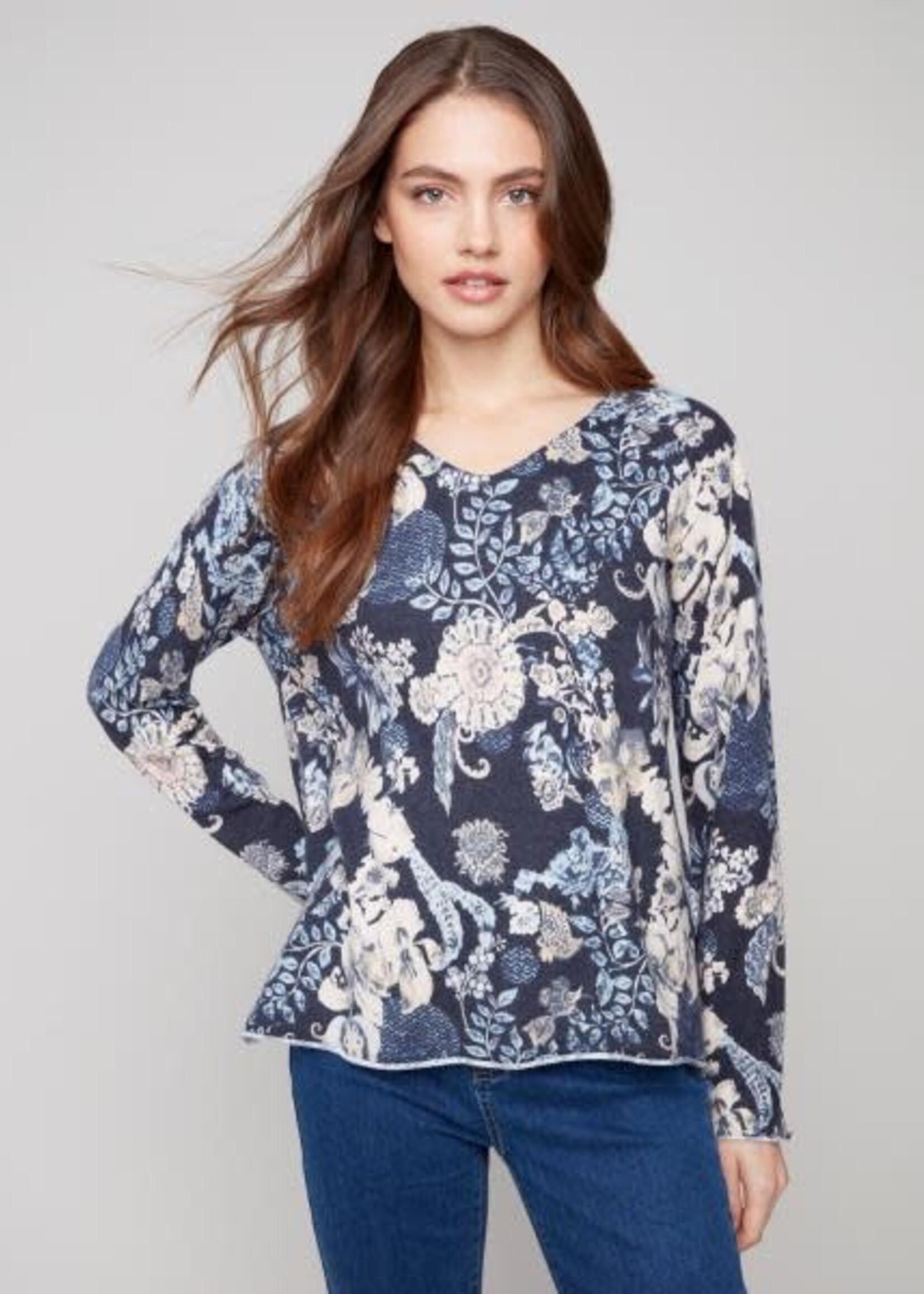 CHARLIE B CHARLIE-B V-NECK SWEATER-C2279TP