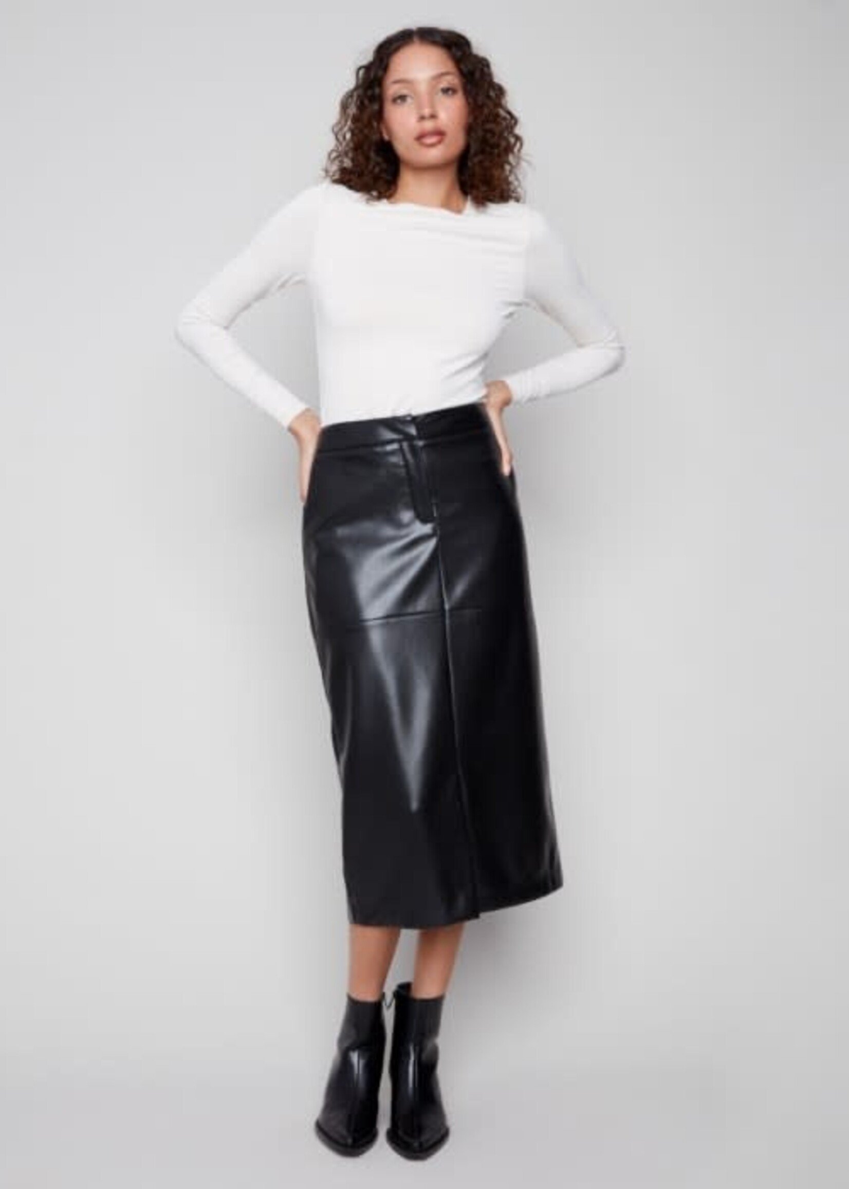 CHARLIE B CHARLIE B-JUPE FAUX CUIR-C7087