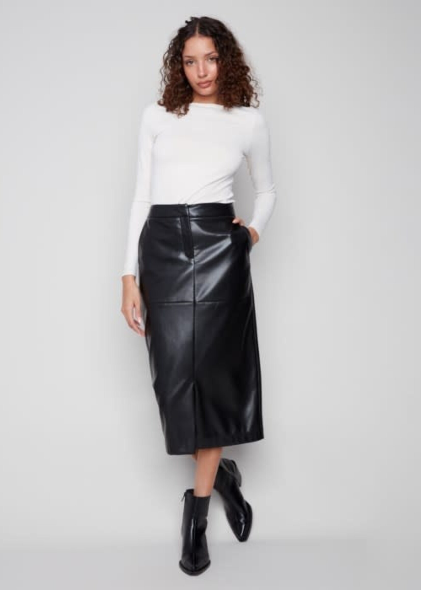CHARLIE B CHARLIE B-JUPE FAUX CUIR-C7087