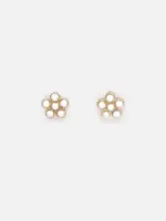 BIZOU BIZOU-BOUCLES OREILLES DORÉES FLEURS PERLES-6274