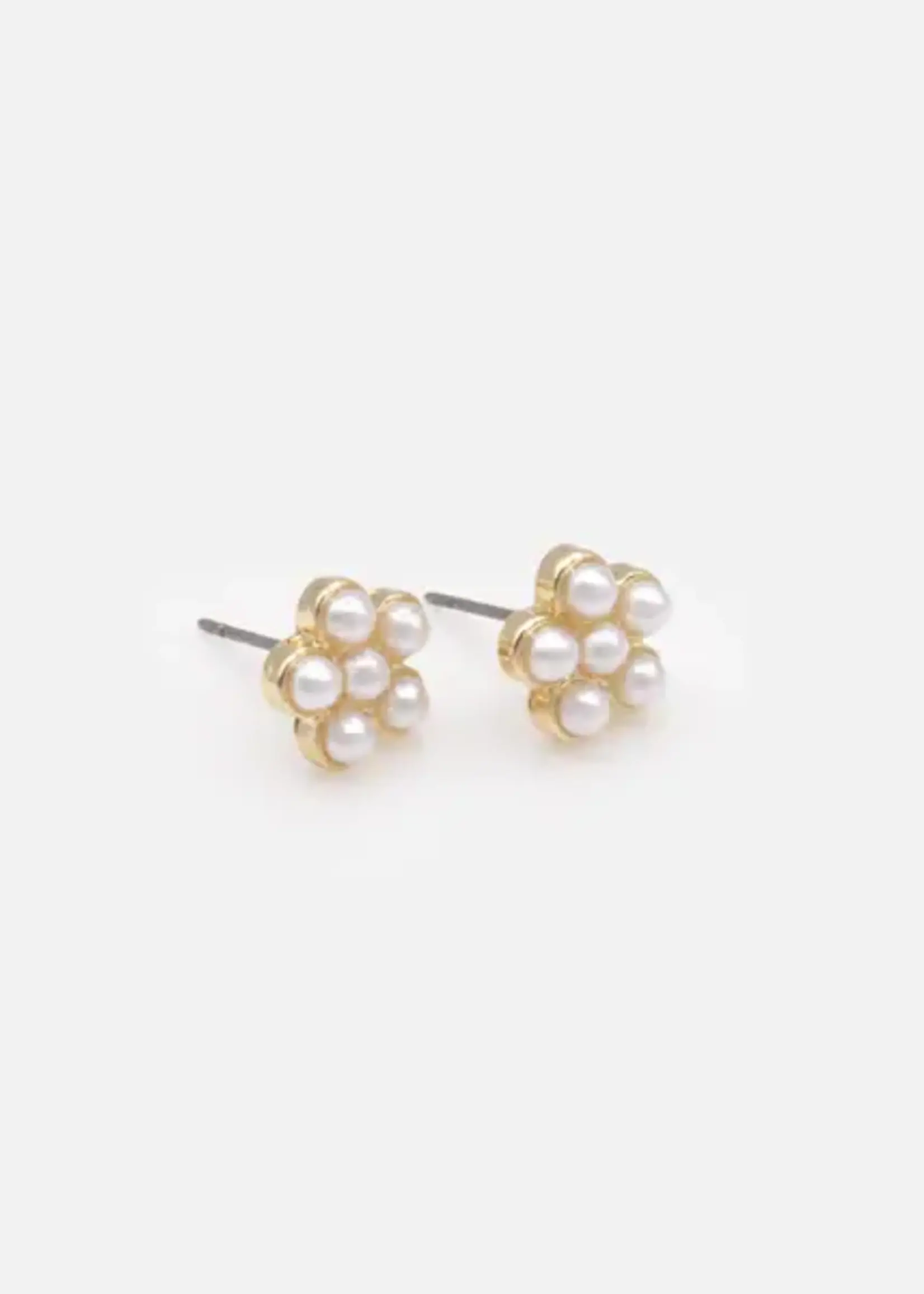 BIZOU BIZOU-BOUCLES OREILLES DORÉES FLEURS PERLES-6274