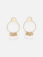 BIZOU BIZOU-BOUCLES OREILLES DORÉES CERCLES AVEC FRANGES DE PERLES-6687
