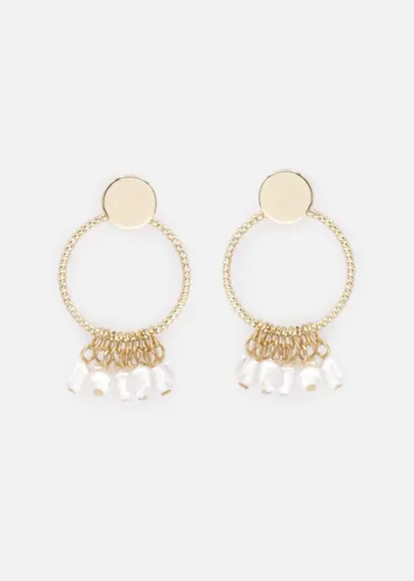 BIZOU BIZOU-BOUCLES OREILLES DORÉES CERCLES AVEC FRANGES DE PERLES-6687