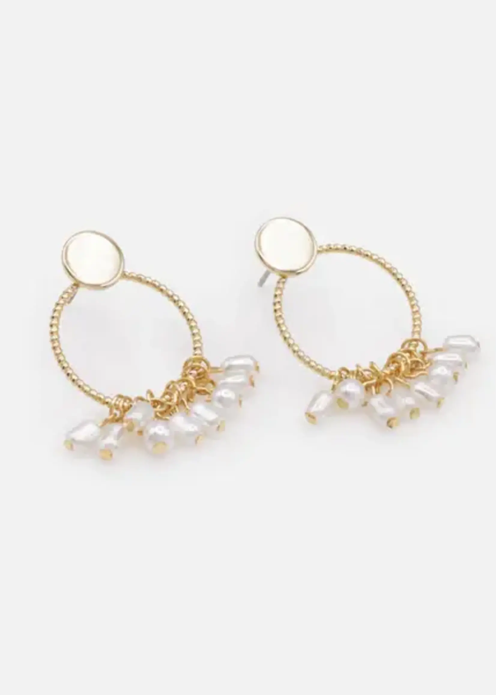 BIZOU BIZOU-BOUCLES OREILLES DORÉES CERCLES AVEC FRANGES DE PERLES-6687