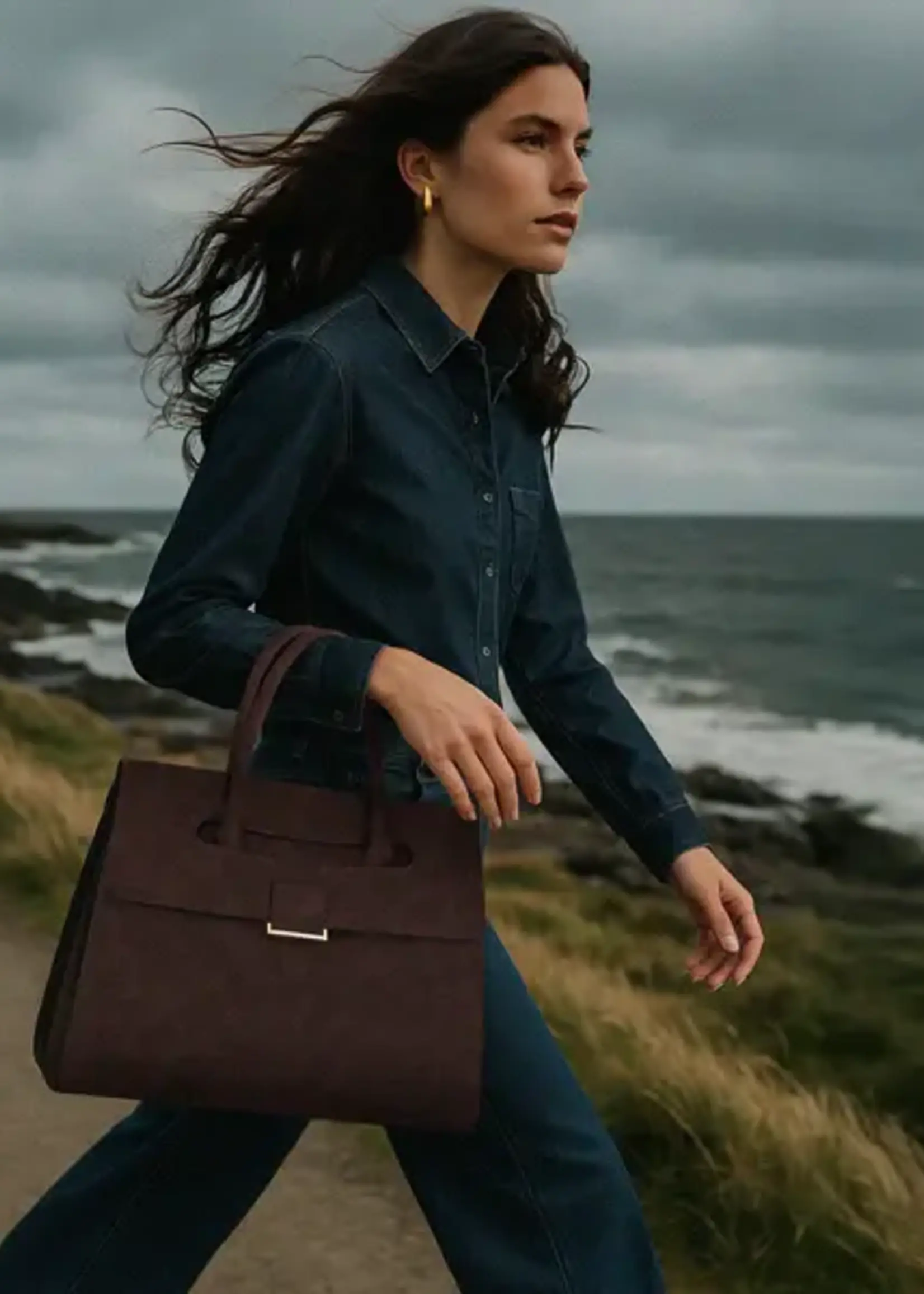 BIZOU BIZOU-SAC À MAIN BRUN FONCÉ EFFET SUÈDE-7356