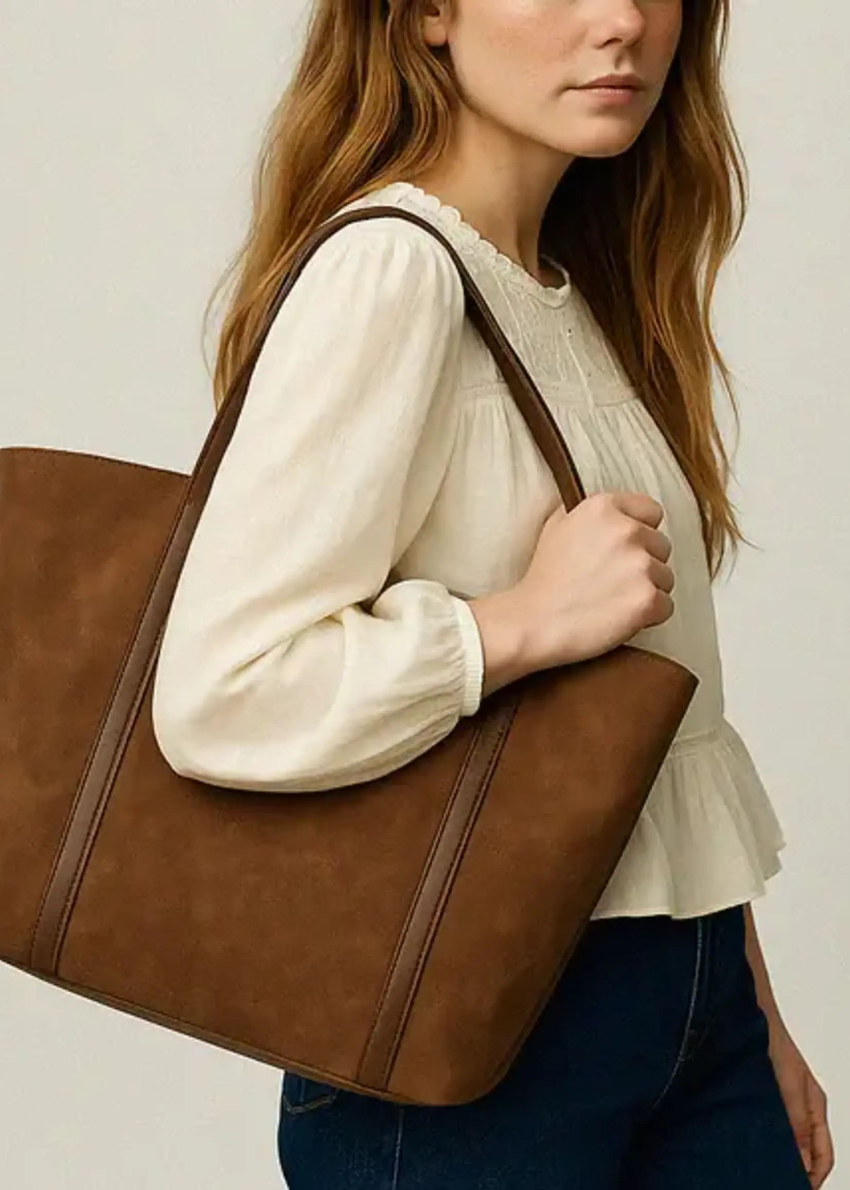BIZOU BIZOU-SAC À MAIN BRUN PÂLE EFFET SUÈDE-7301