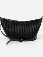 BIZOU BIZOU-SAC À MAIN BANDOULIÈRE NOIR CROISSANT DE LUNE ONDULÉ-7233