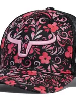 RANCH BRAND RANCH BRAND-CASQUETTE PONYTAIL FLEUR ROSE ET NOIR AVEC CORNES ROSE PÂLE