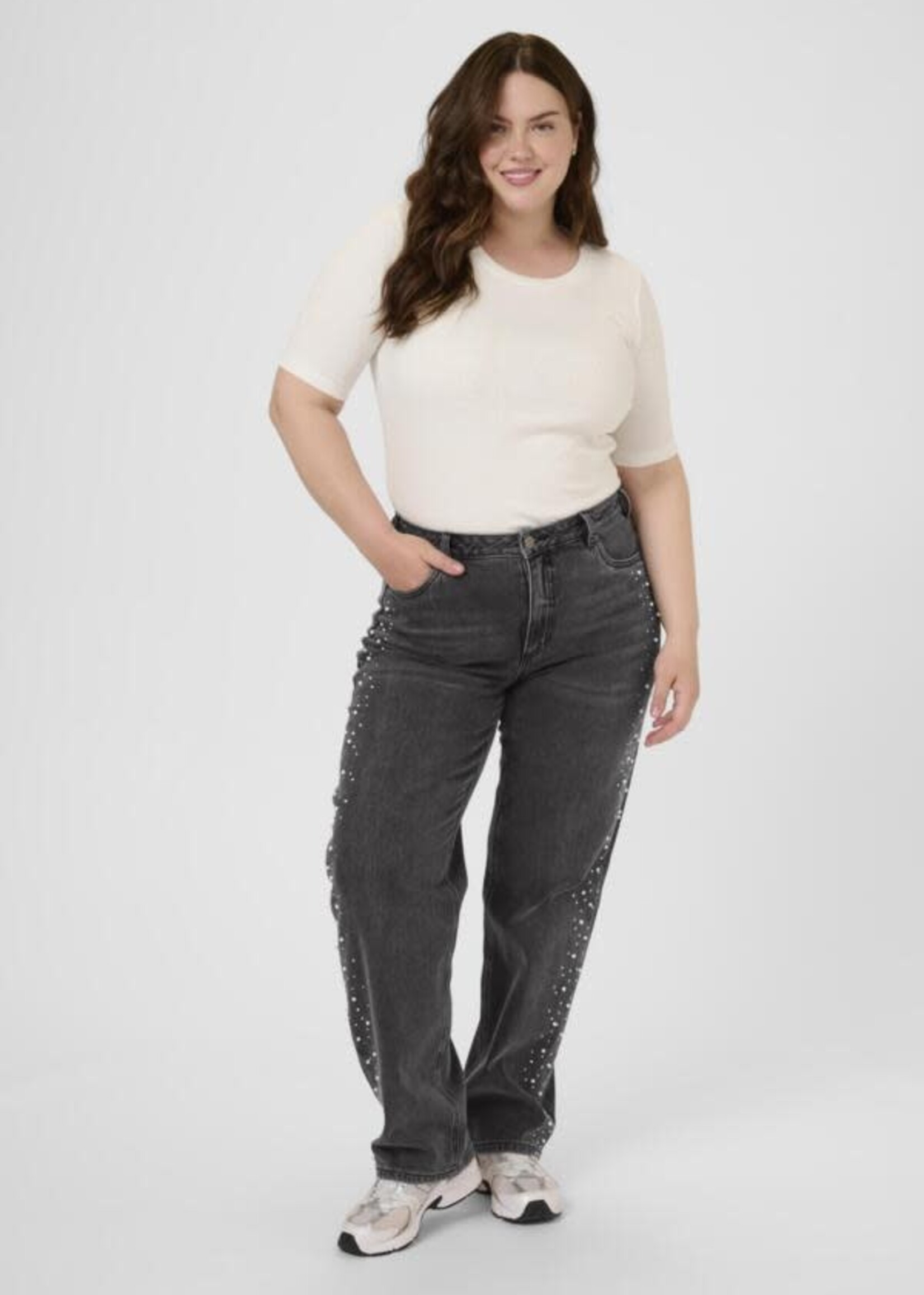 KAFFE CURVE KAFFE CURVE-JEANS AVEC BRILLANTS-10583783