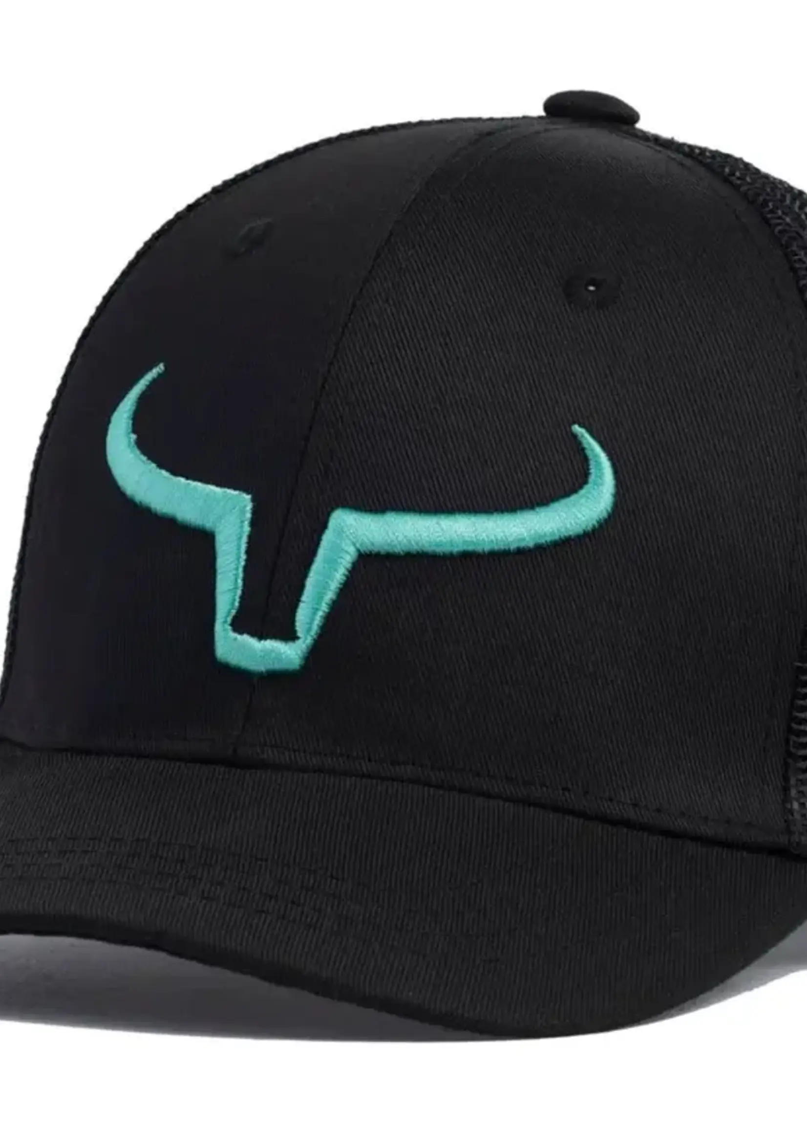 RANCH BRAND RANCH BRAND-CASQUETTE PONYTAIL FEMME NOIR & MESH NOIR CORNE TURQUOISE