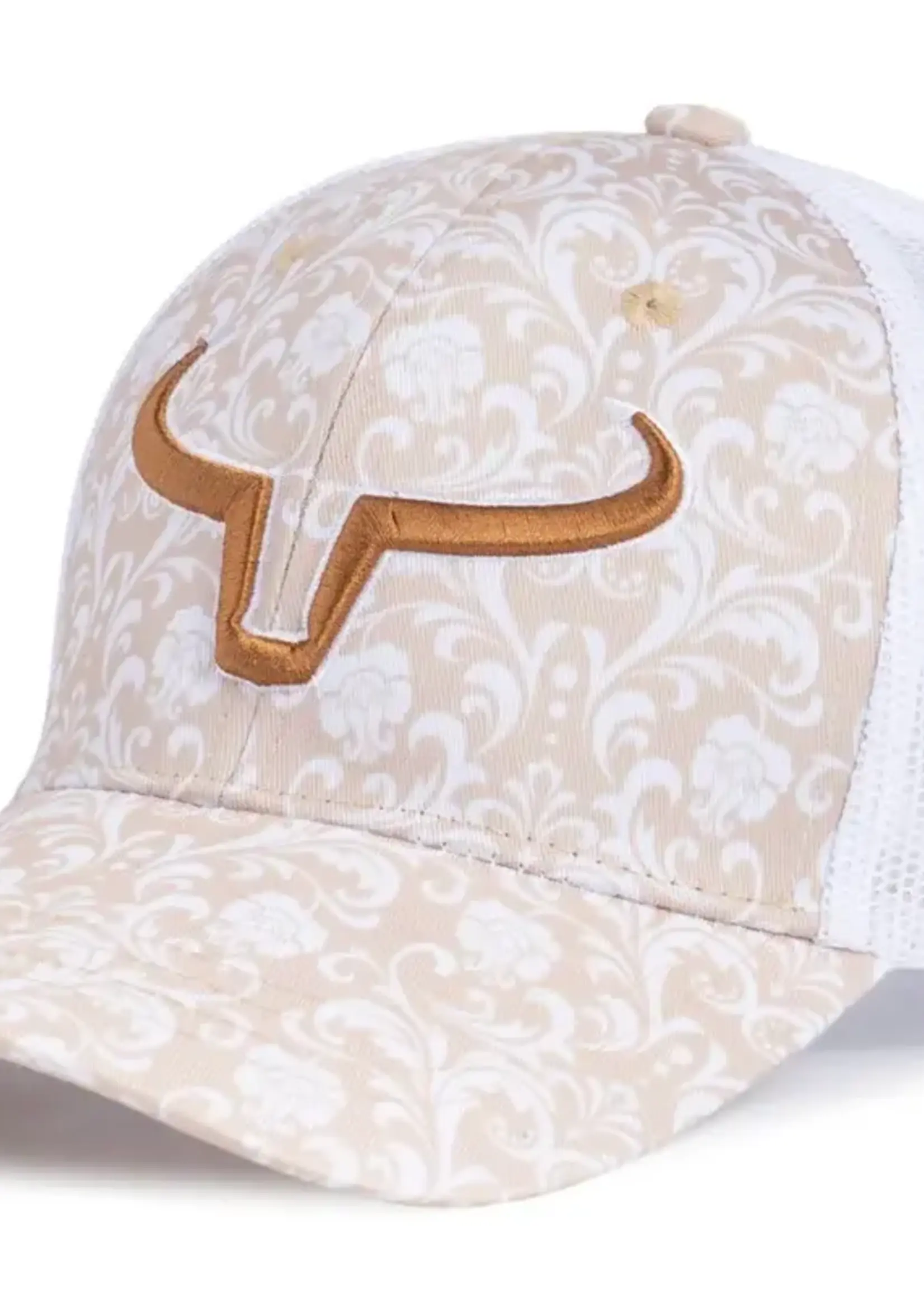 RANCH BRAND RANCH BRAND-CASQUETTE PONYTAIL FOND BEIGE ET BLANC - CORNE CUIVRE