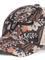 RANCH BRAND RANCH BRAND-CASQUETTE PONYTAIL FLEURIE BEIGE ET BRUNE - CORNE NOIRE