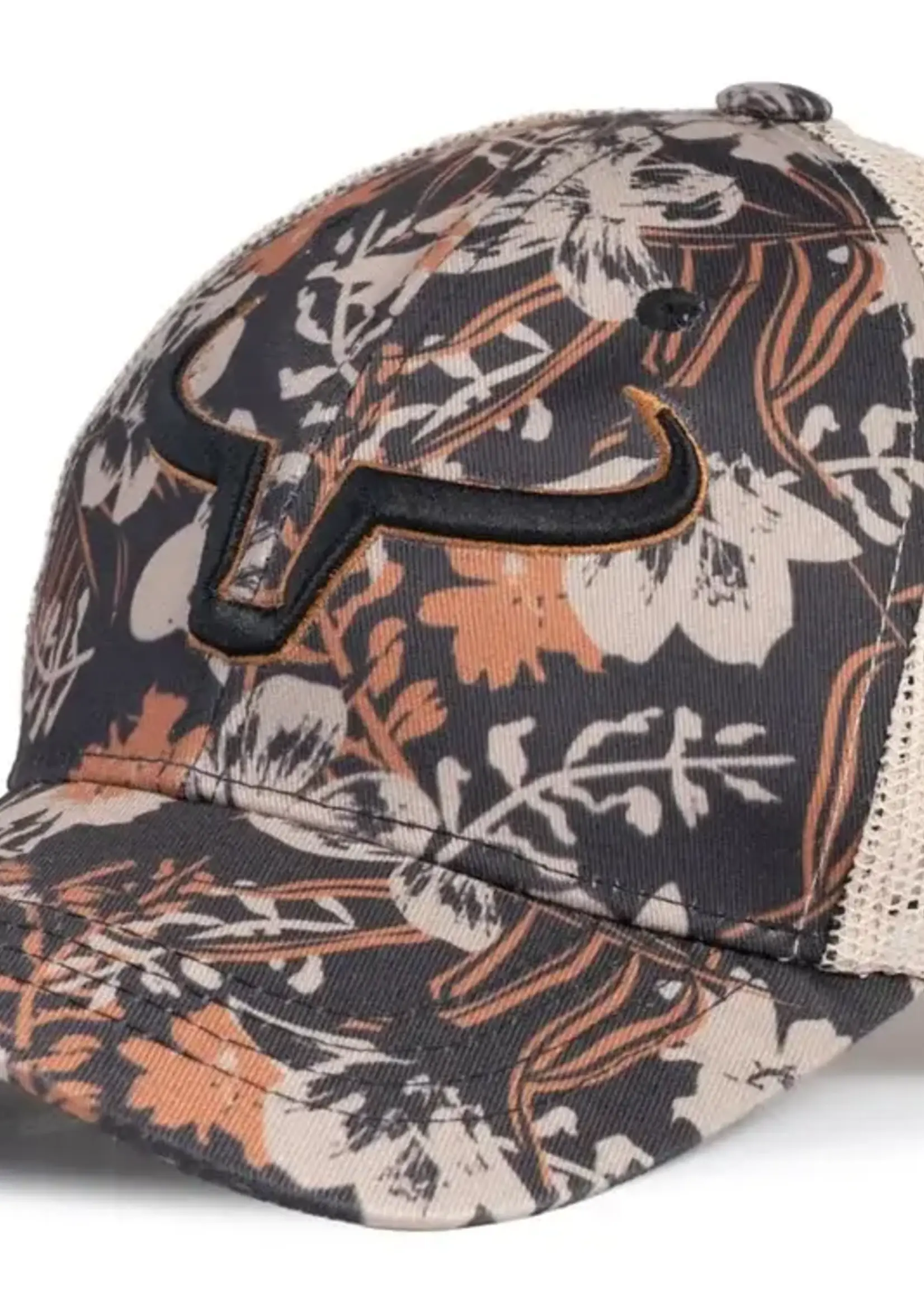 RANCH BRAND RANCH BRAND-CASQUETTE PONYTAIL FLEURIE BEIGE ET BRUNE - CORNE NOIRE