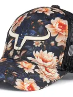 RANCH BRAND RANCH BRAND-CASQUETTE PONYTAIL FLEURIE MARINE ET ROSE PÂLE-CORNE BEIGE