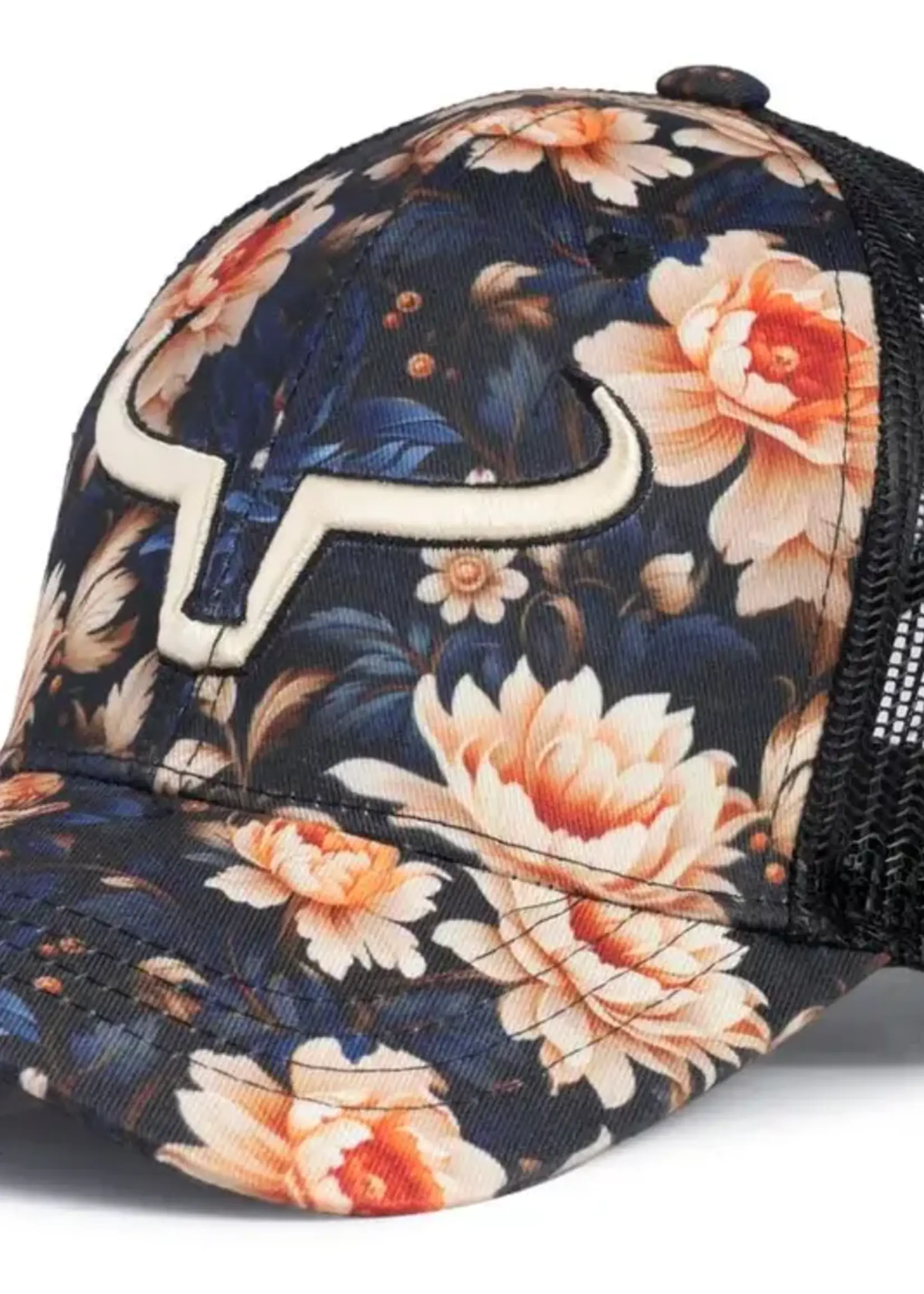 RANCH BRAND RANCH BRAND-CASQUETTE PONYTAIL FLEURIE MARINE ET ROSE PÂLE-CORNE BEIGE