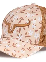 RANCH BRAND RANCH BRAND-CASQUETTE PONYTAIL FLEURIE BLANCHE ET CUIVRE-CORNE CUIVRE