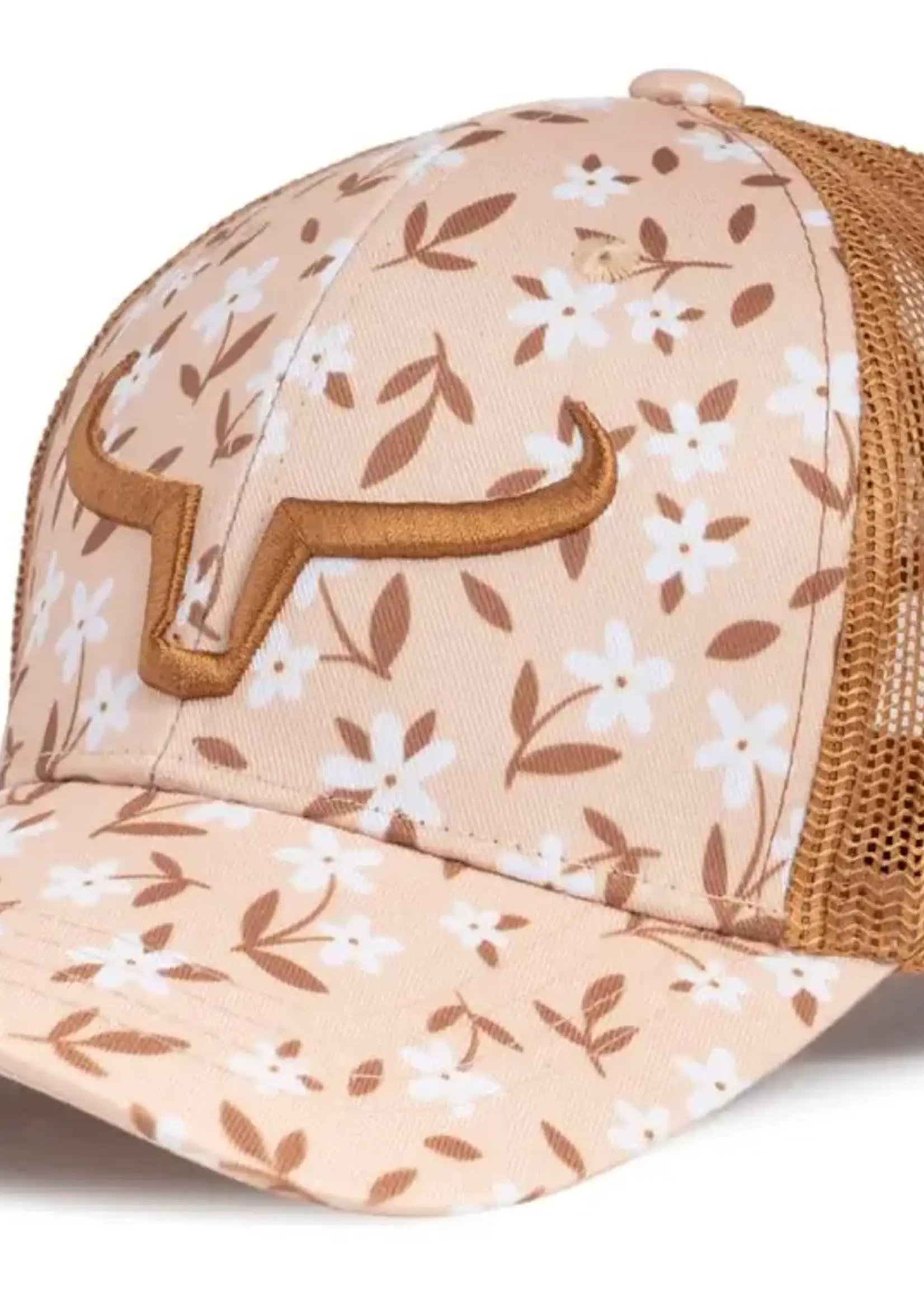 RANCH BRAND RANCH BRAND-CASQUETTE PONYTAIL FLEURIE BLANCHE ET CUIVRE-CORNE CUIVRE