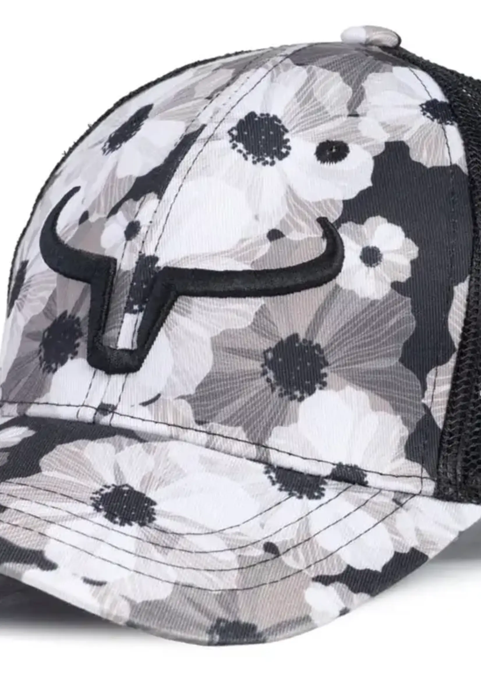 RANCH BRAND RANCH BRAND-CASQUETTE PONYTAIL FLEURI BLANCHE ET NOIRE-CORNE NOIRE