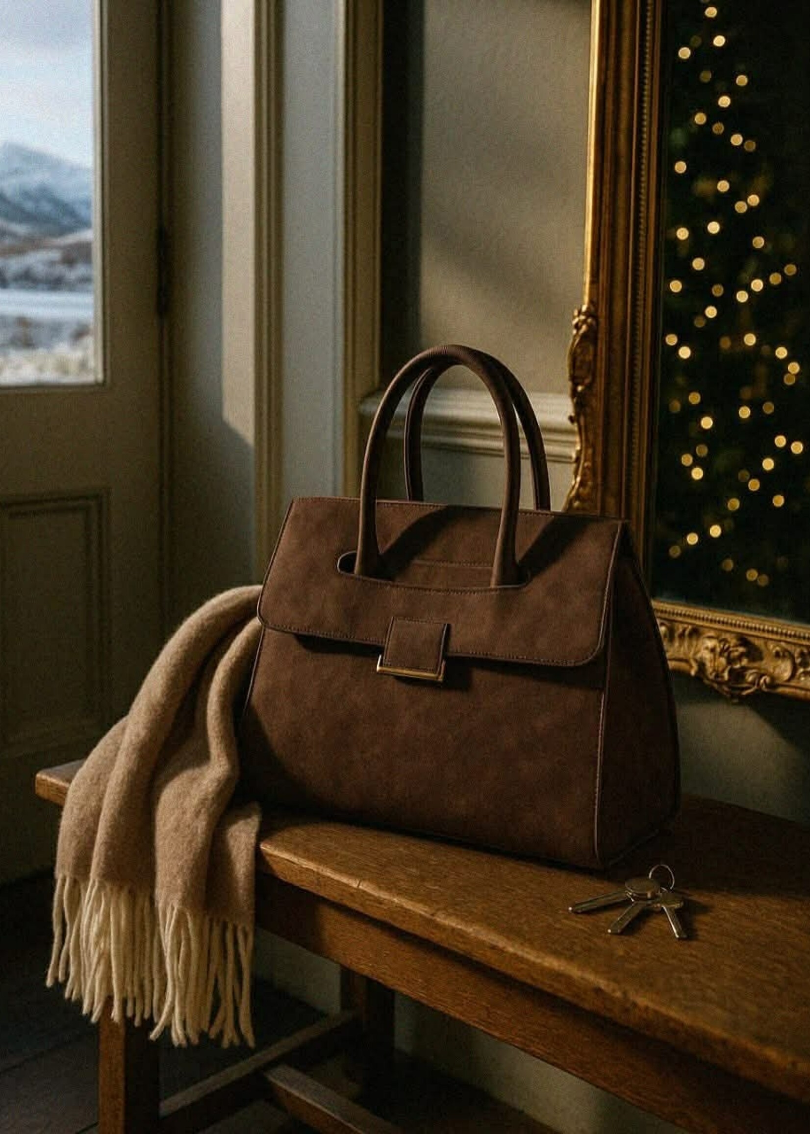 BIZOU BIZOU-SAC À MAIN BRUN FONCÉ EFFET SUÈDE-7356