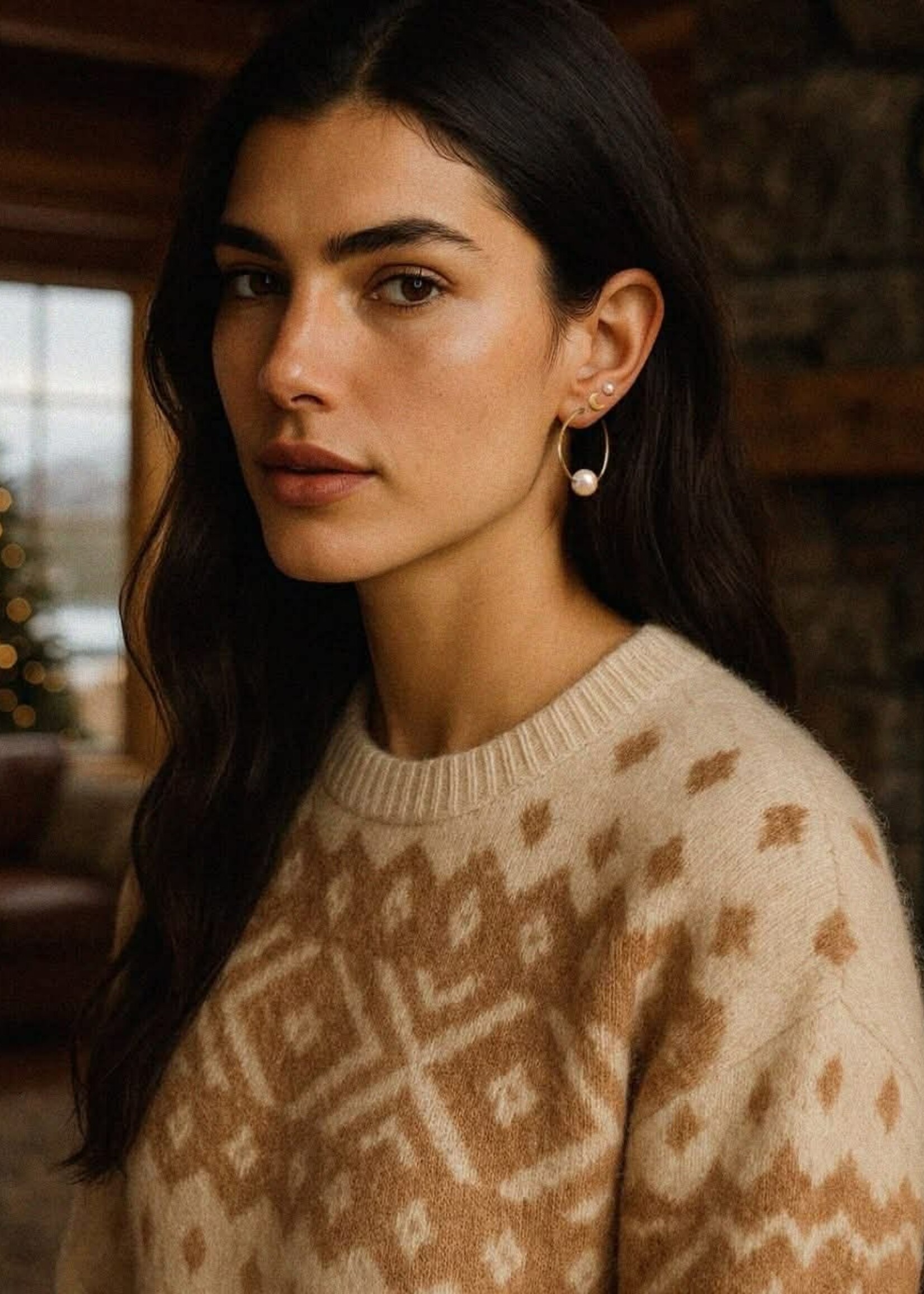 BIZOU BIZOU-FINES ANNEAUX DORÉES AVEC PERLES RONDES-6601