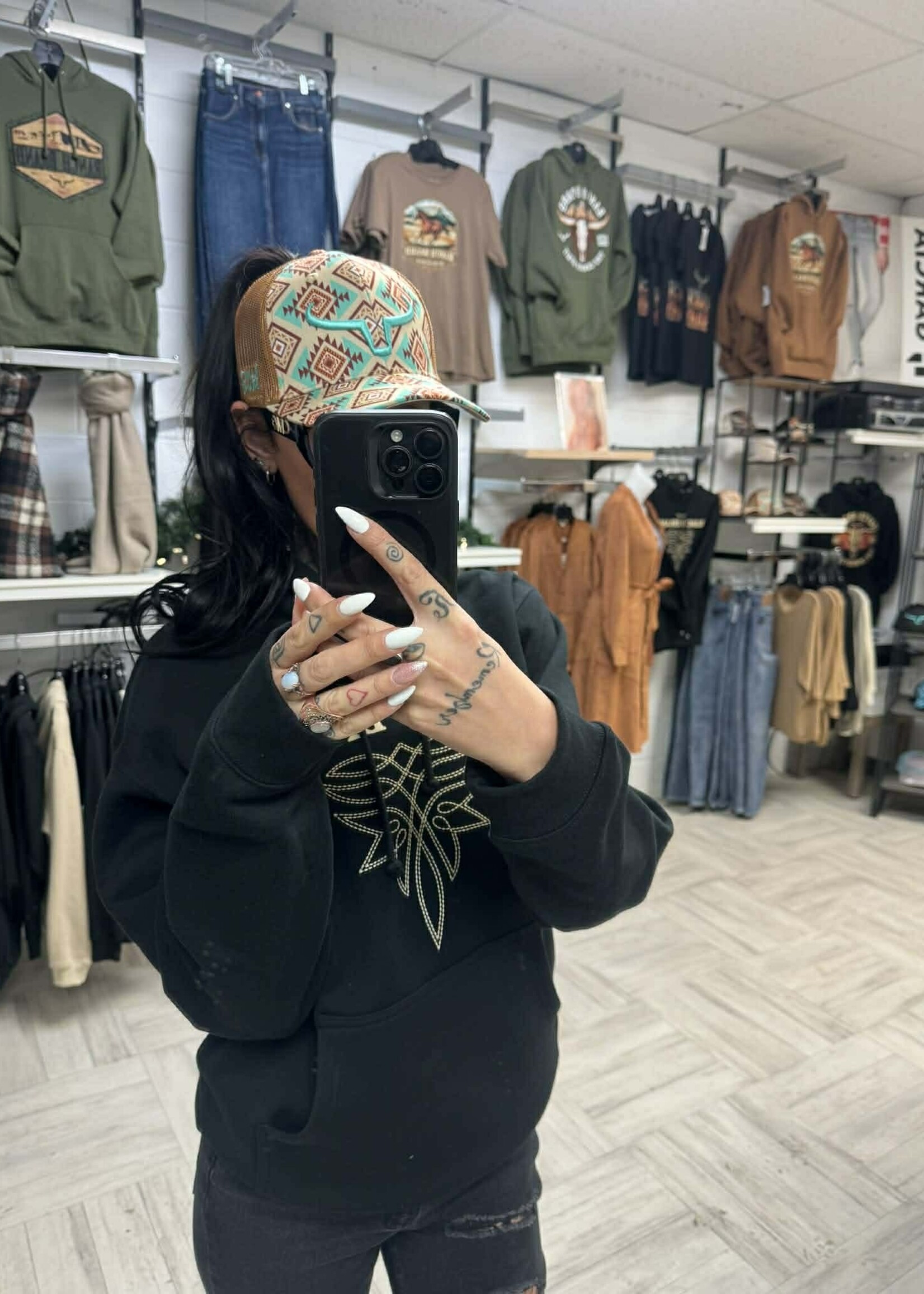 RANCH BRAND RANCH BRAND-CASQUETTE PONYTAIL LOGO AZTEC BRUN ET TURQUOISE-CORNE TURQUOISE