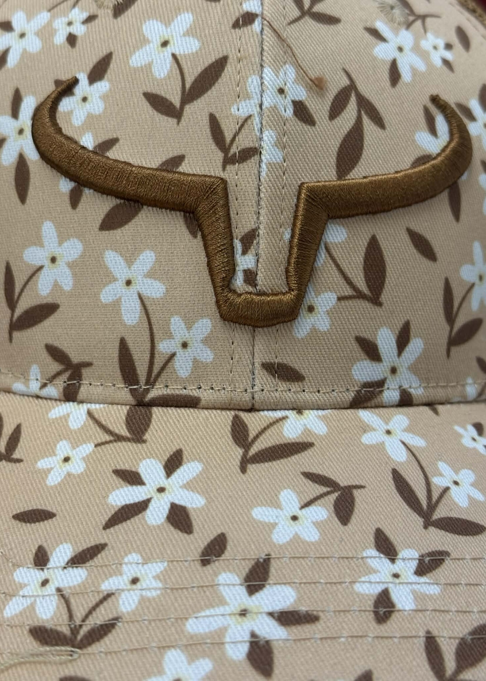 RANCH BRAND RANCH BRAND-CASQUETTE PONYTAIL FLEURIE BLANCHE ET CUIVRE-CORNE CUIVRE