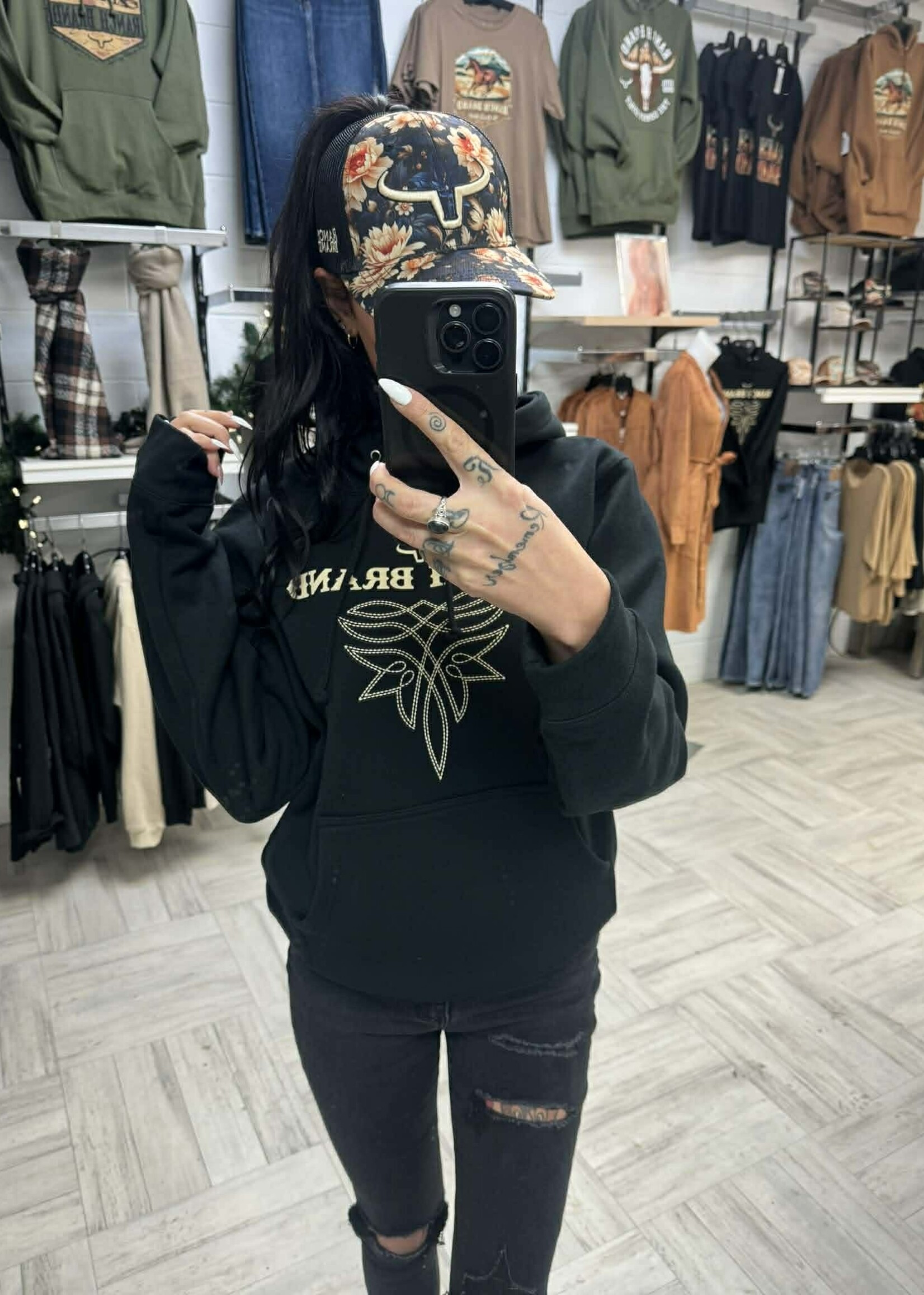 RANCH BRAND RANCH BRAND-CASQUETTE PONYTAIL FLEURIE MARINE ET ROSE PÂLE-CORNE BEIGE