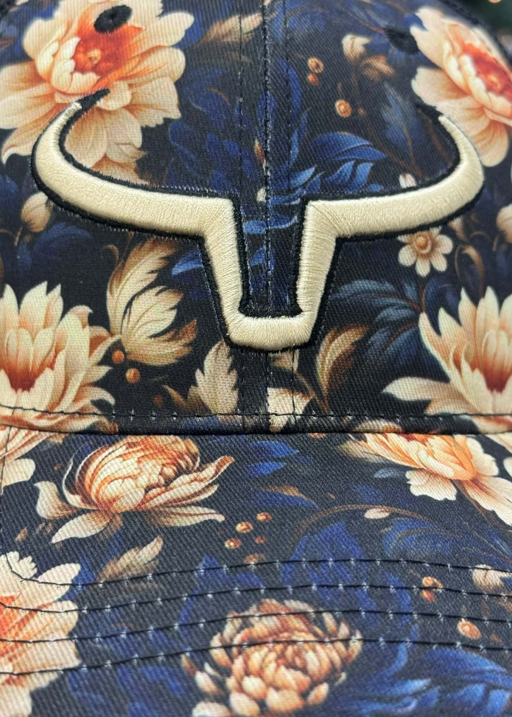 RANCH BRAND RANCH BRAND-CASQUETTE PONYTAIL FLEURIE MARINE ET ROSE PÂLE-CORNE BEIGE