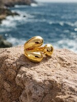 BIZOU BIZOU-LARGE BAGUE DORÉE À TROIS BRANCHES ACIER INOX.