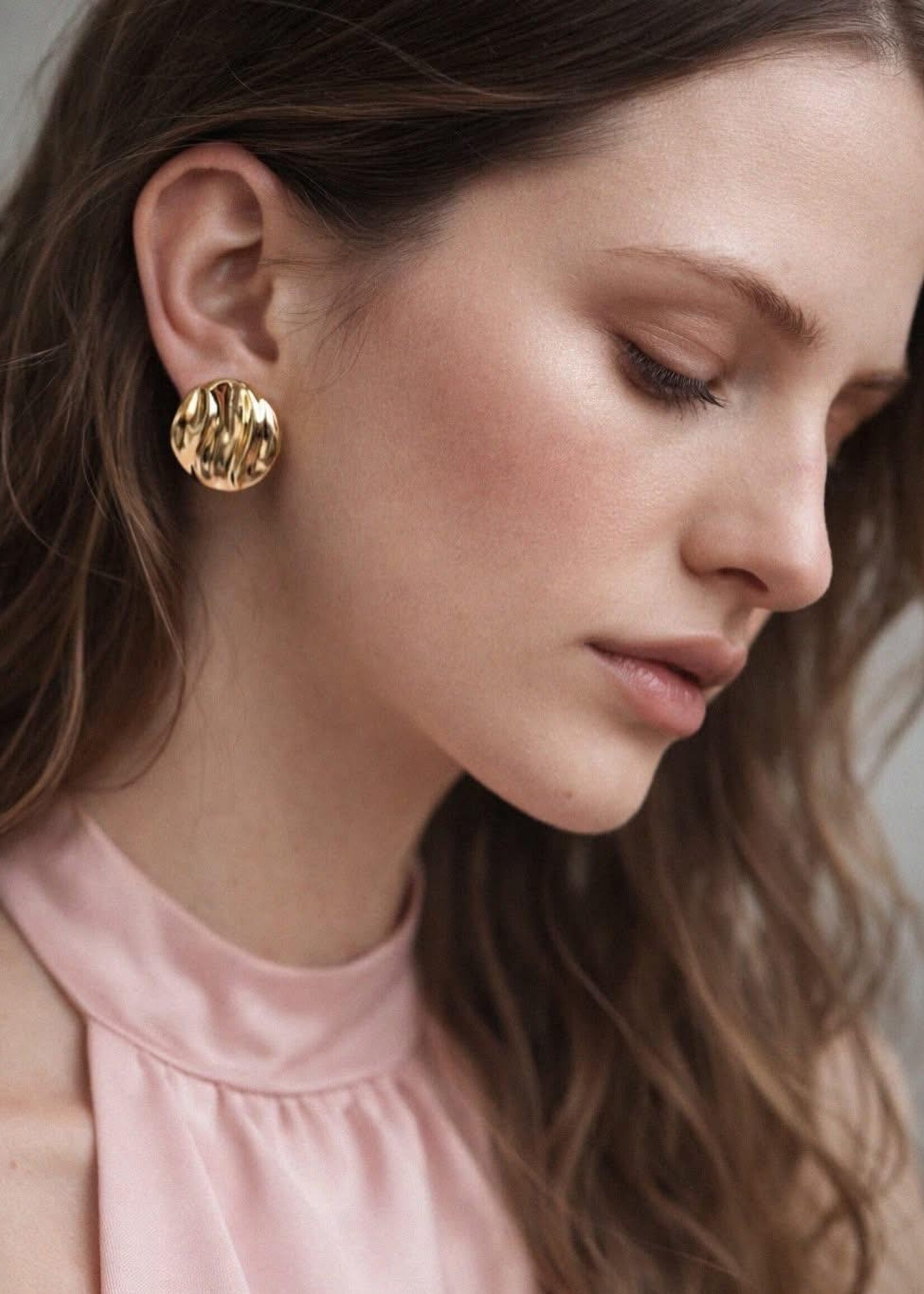 BIZOU BIZOU-BOUCLES OREILLES DORÉES CERCLES ONDULÉS-8674