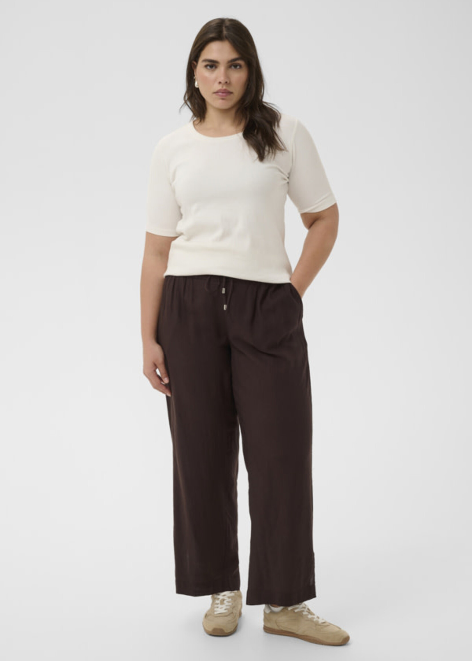 KAFFE CURVE KAFFE CURVE-PANTALON JAMBE LARGE-10584078
