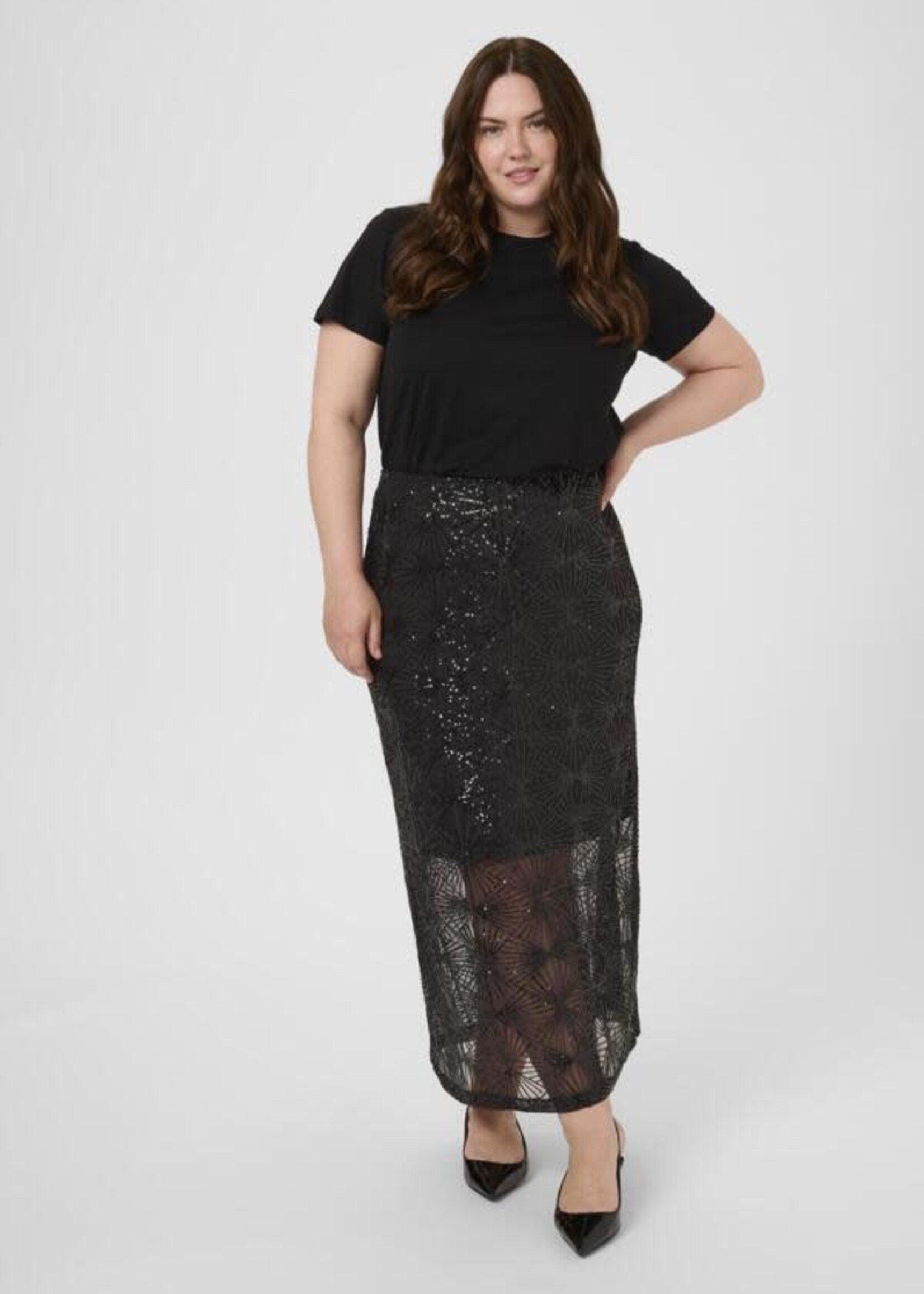 KAFFE CURVE KAFFE CURVE-JUPE LONGUE BRILLANTE-10583845