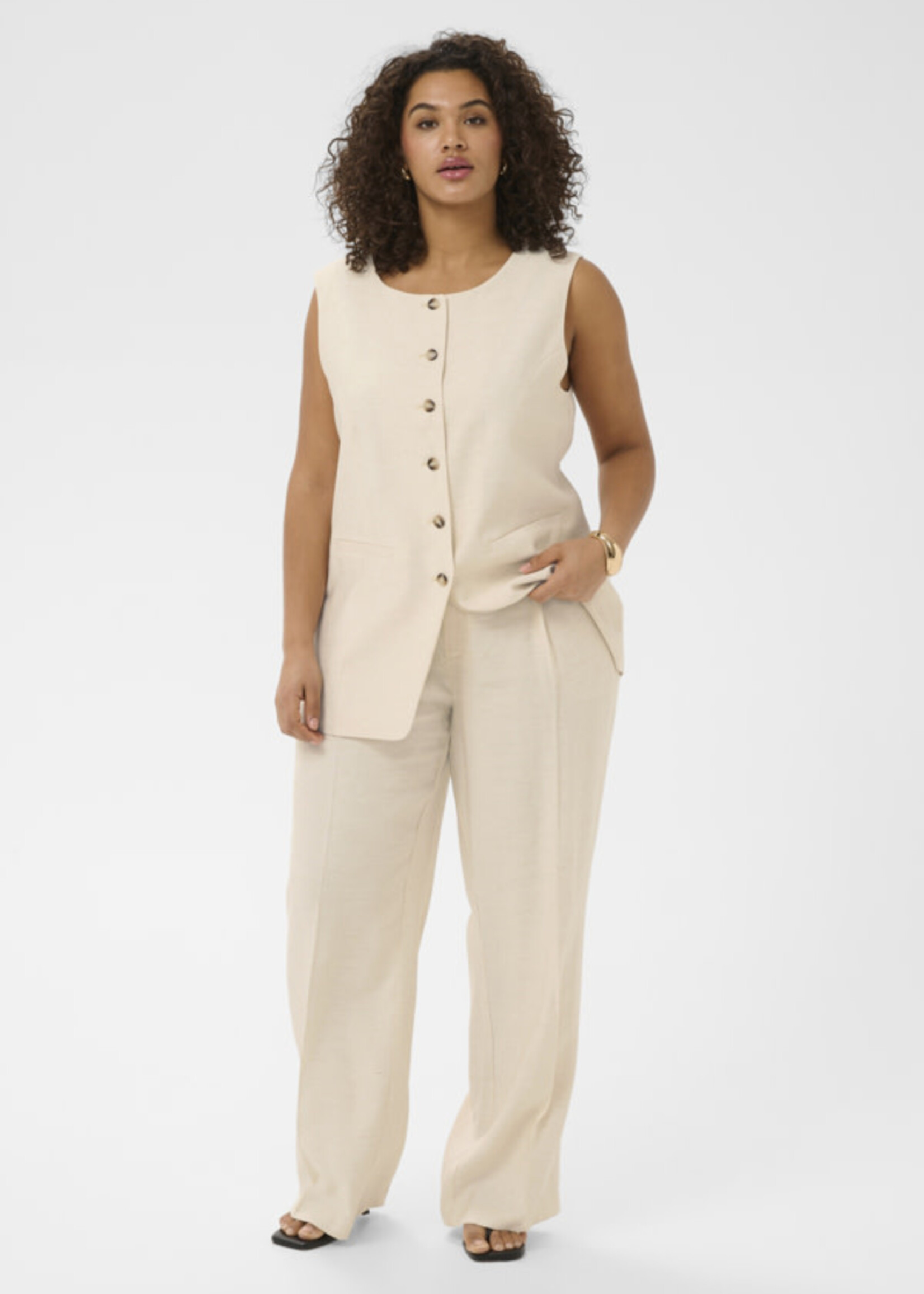 KAFFE CURVE KAFFE CURVE-PANTALON JAMBE LARGE-10584147