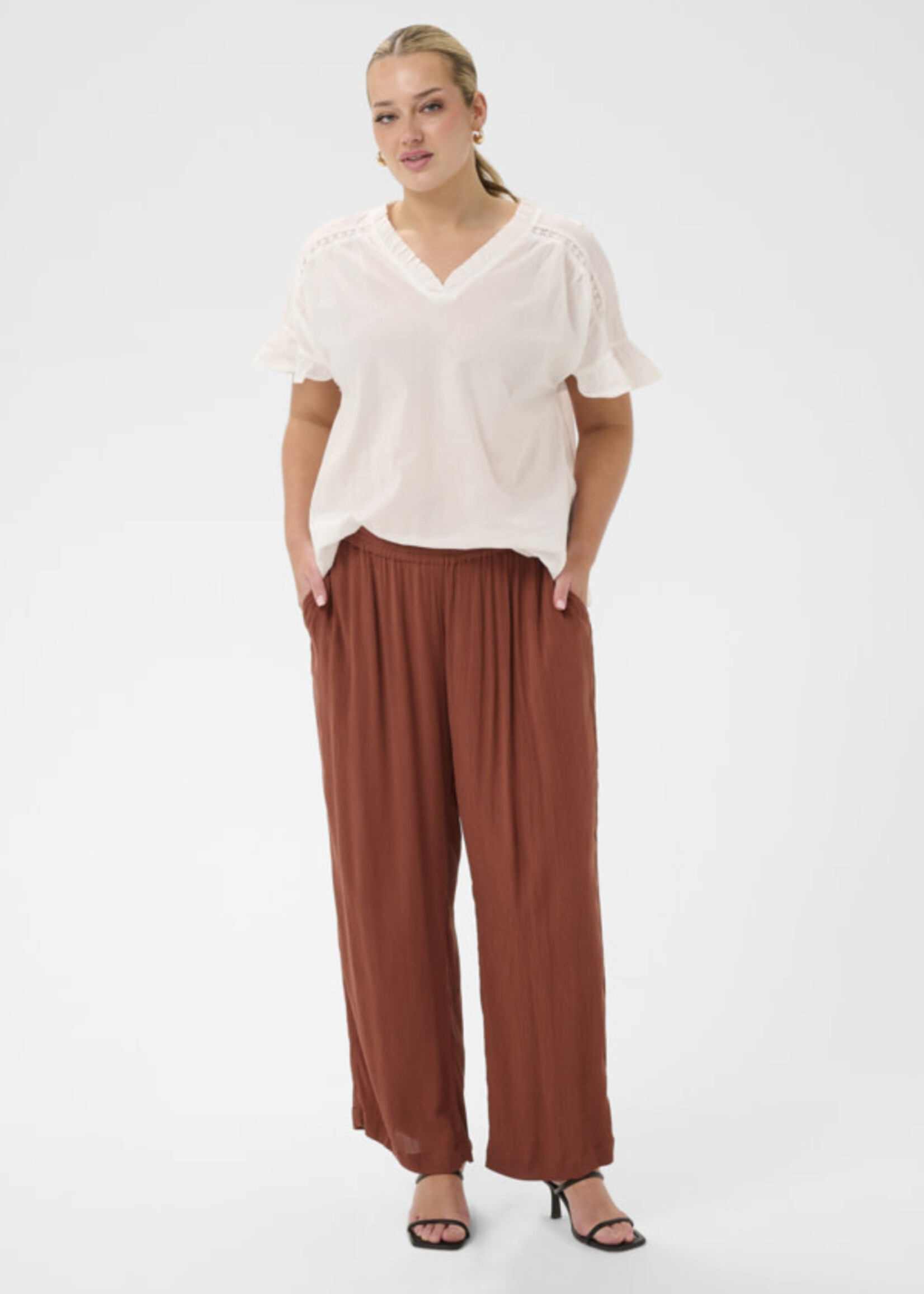 KAFFE CURVE KAFFE CURVE-PANTALON JAMBE LARGE-10580846