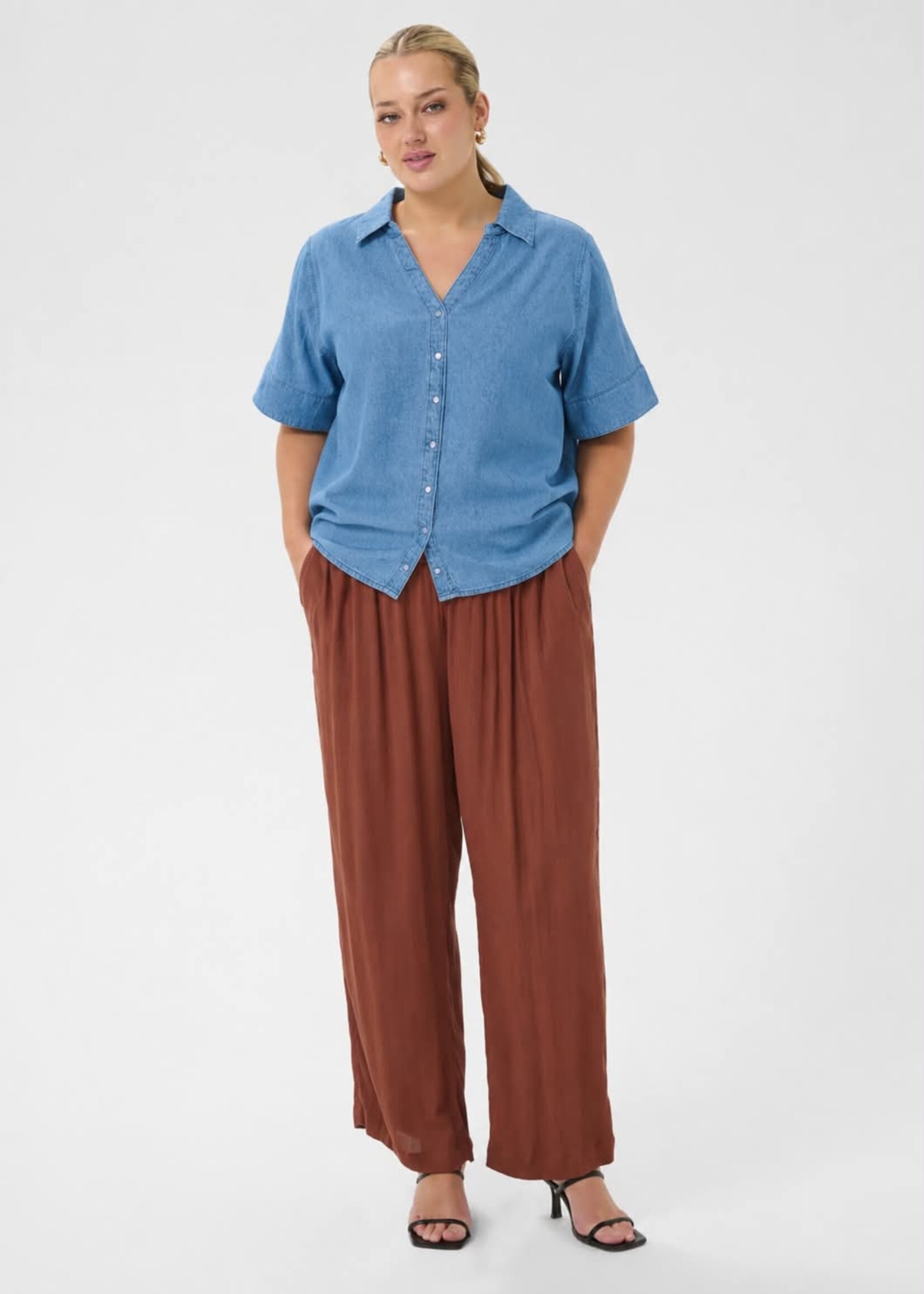 KAFFE CURVE KAFFE CURVE-PANTALON JAMBE LARGE-10580846