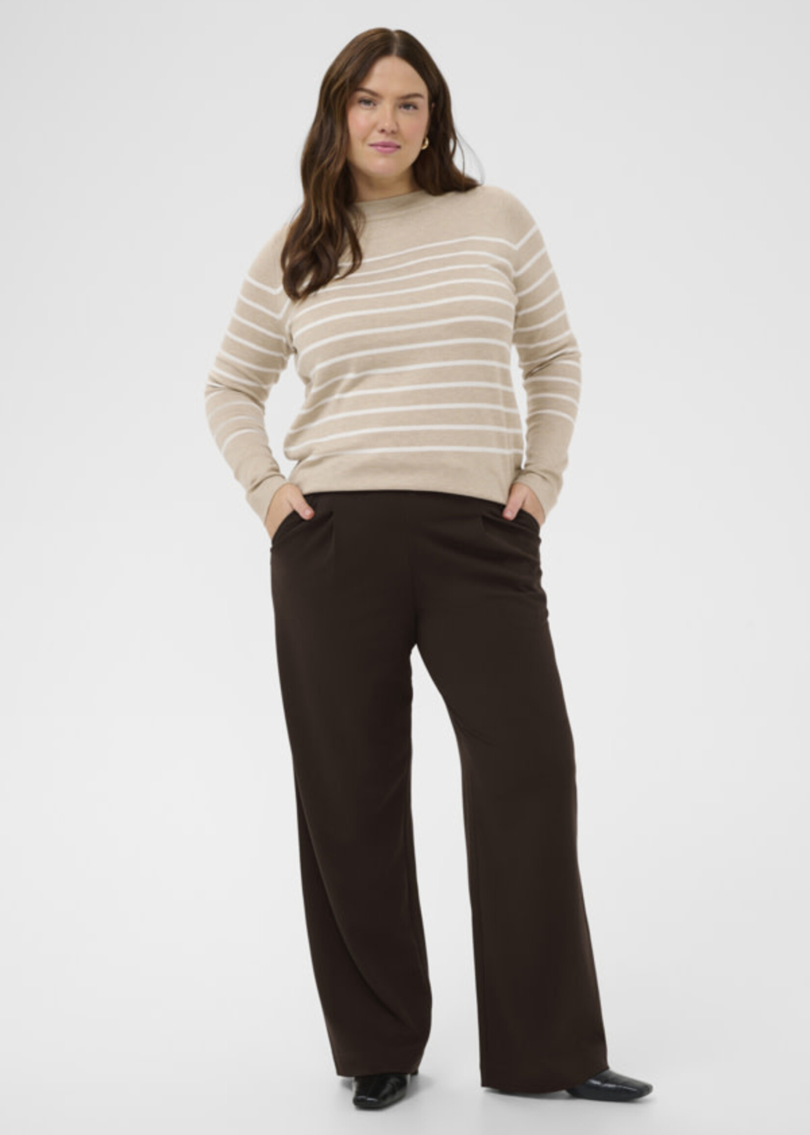 KAFFE CURVE KAFFE CURVE-PANTALON JAMBE LARGE-10584096