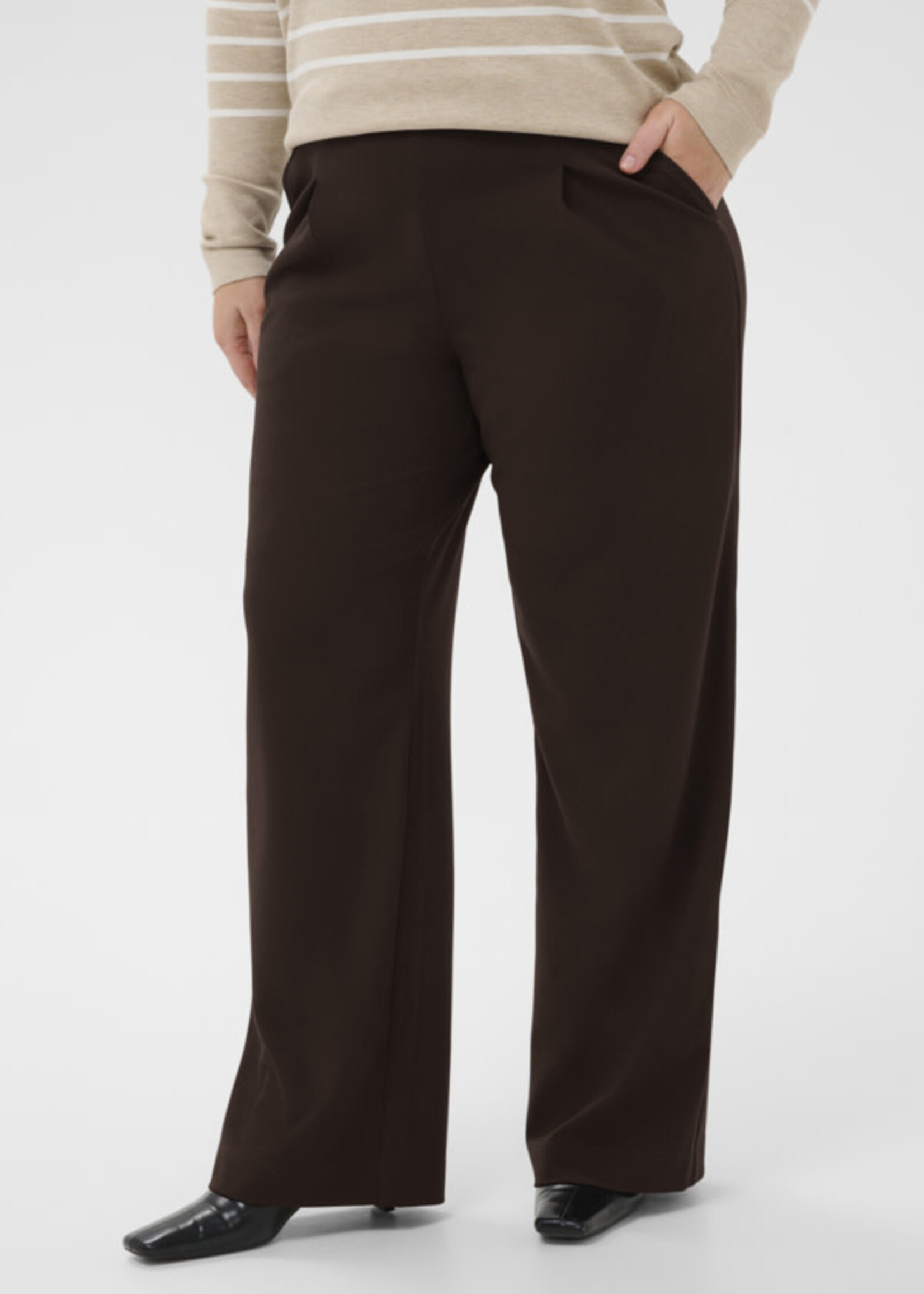 KAFFE CURVE KAFFE CURVE-PANTALON JAMBE LARGE-10584096