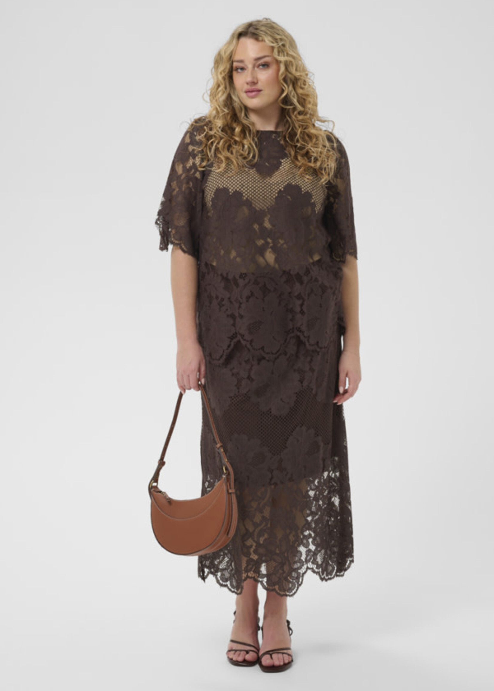 KAFFE CURVE KAFFE CURVE-T-SHIRT EN DENTELLE-10584274