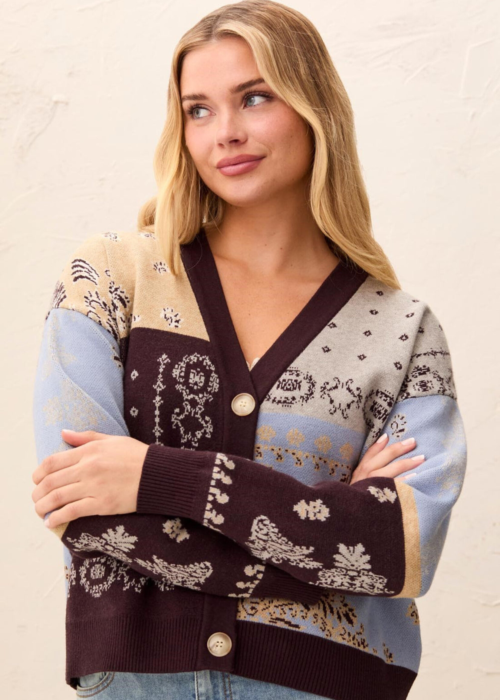 TRIBAL FASHION TRIBAL-CARDIGAN À MOTIFS-6322O